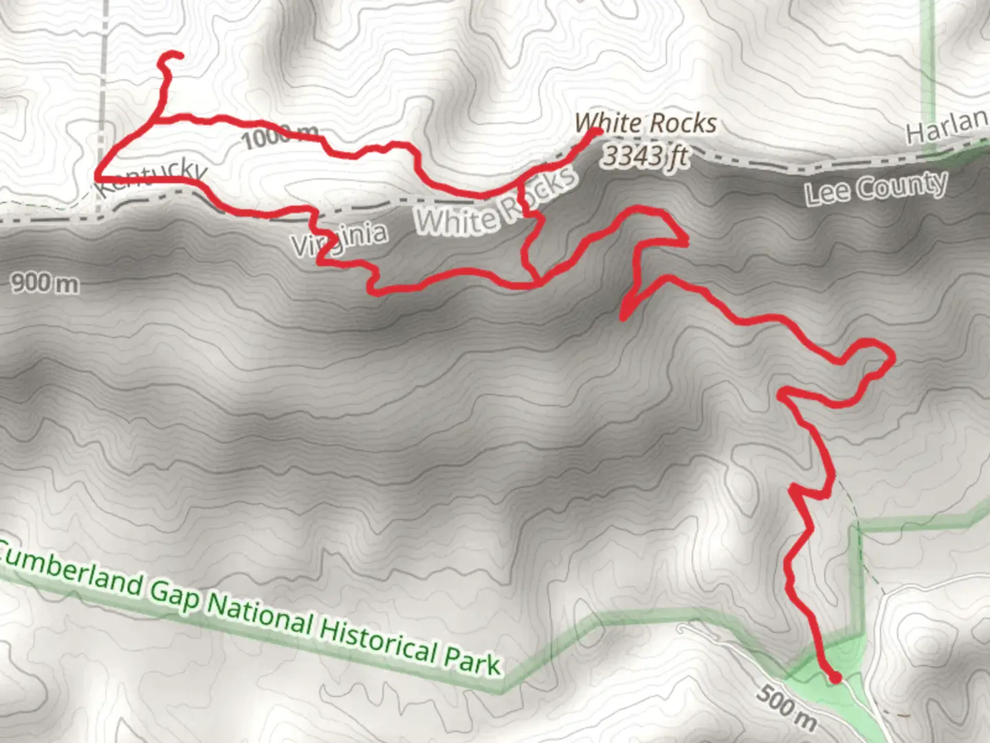 An image depicting the trail White Rocks - Ewing Loop Trail and its surrounding area.