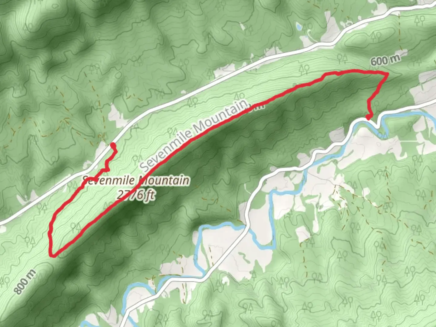 An image depicting the trail Sevenmile Trail and its surrounding area.