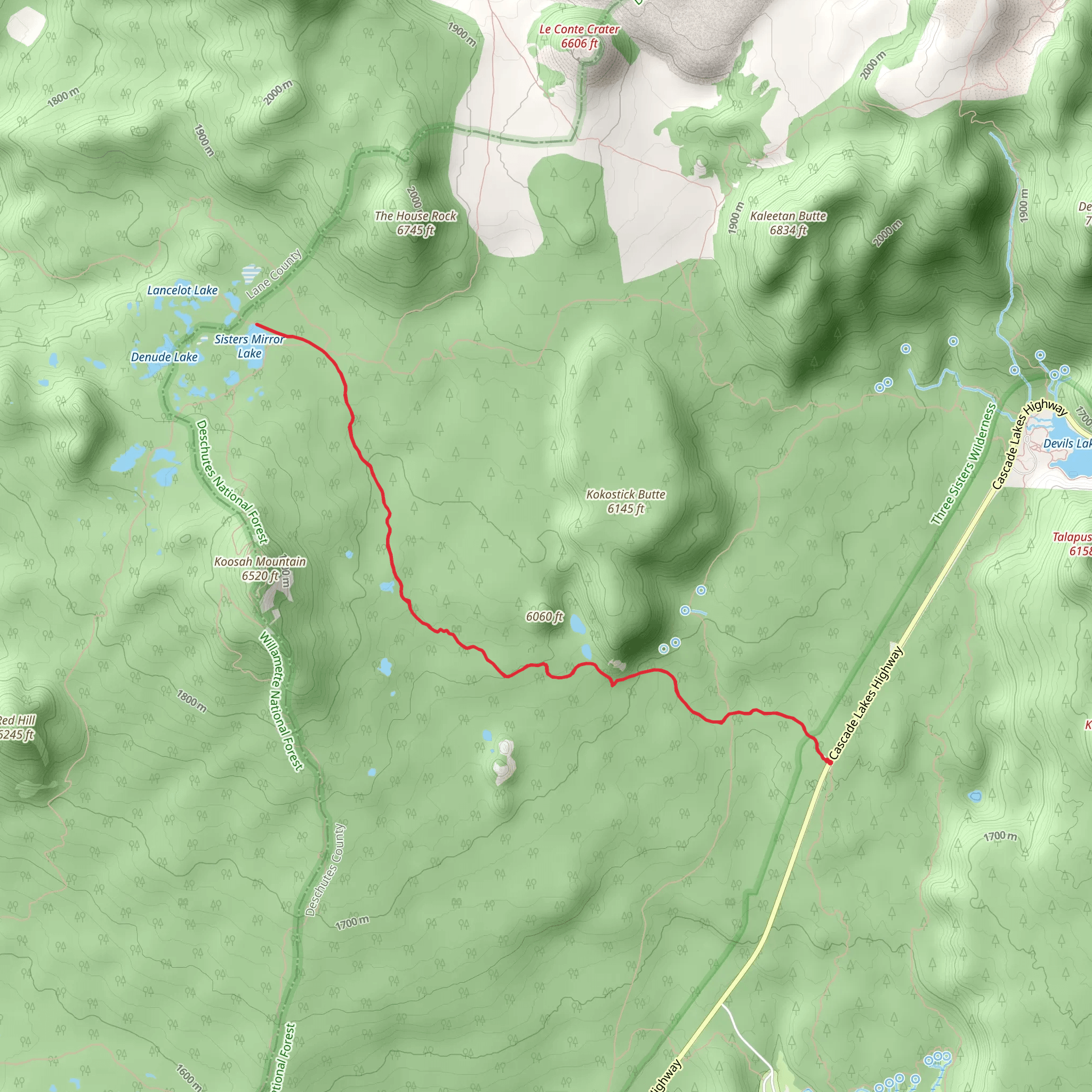 Sisters Mirror Trail mobile static map