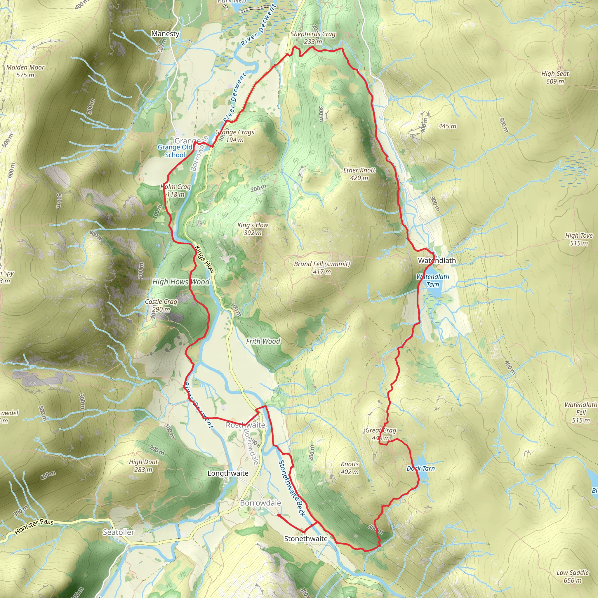 Borrowdale - Watendlath and Grange in Borrowdale Loop mobile static map