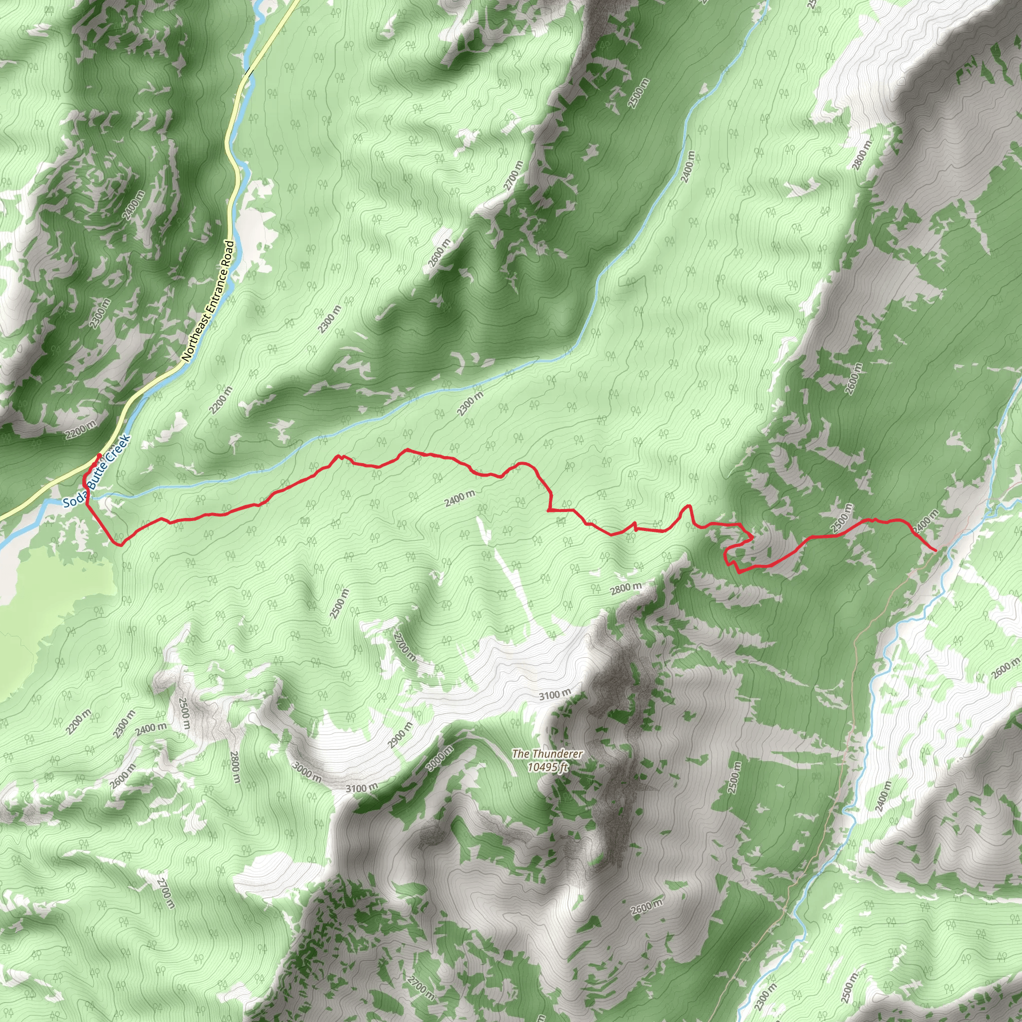 Thunderer Cutoff Trail mobile static map