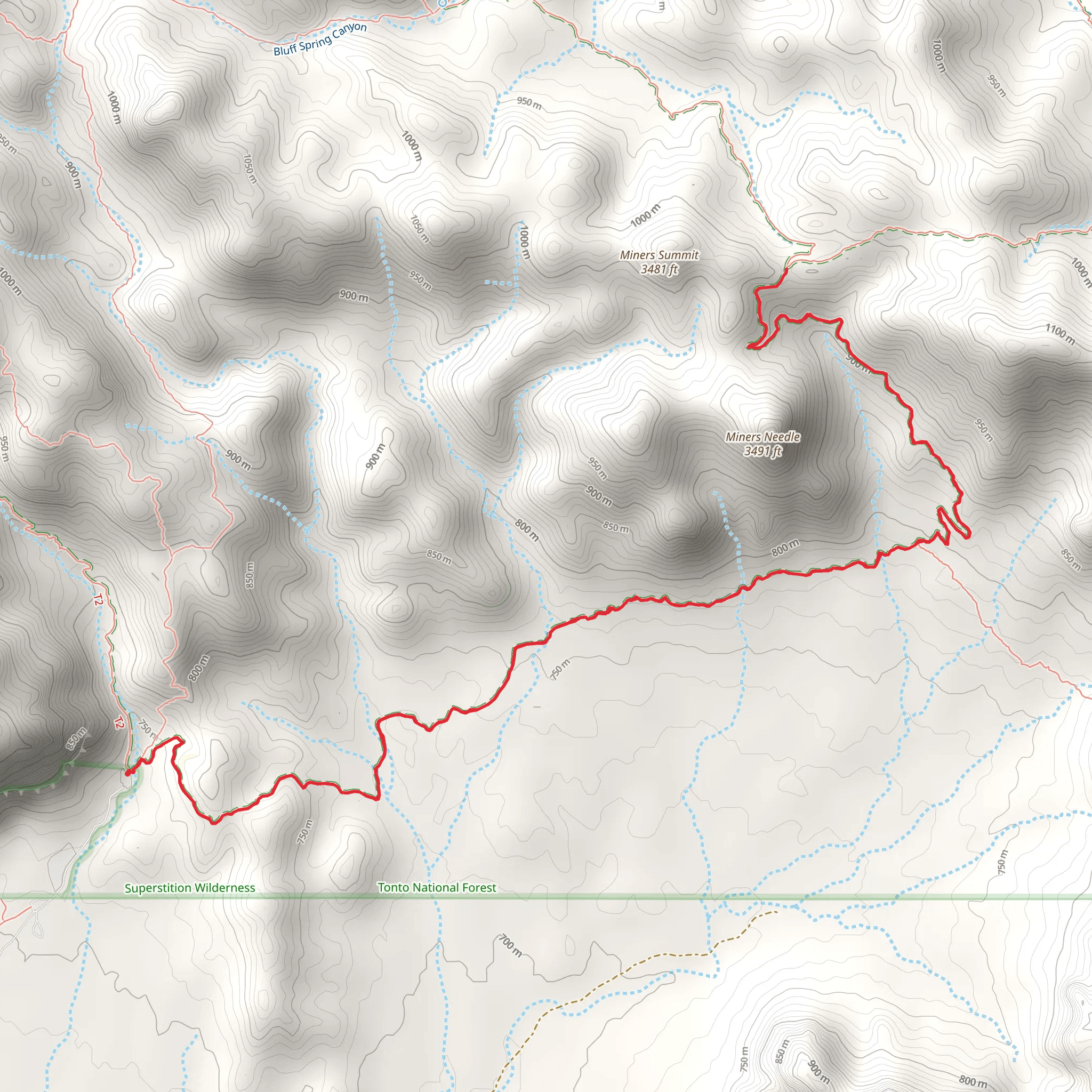 Miners Needle and Summit via Dutchman Trail mobile static map