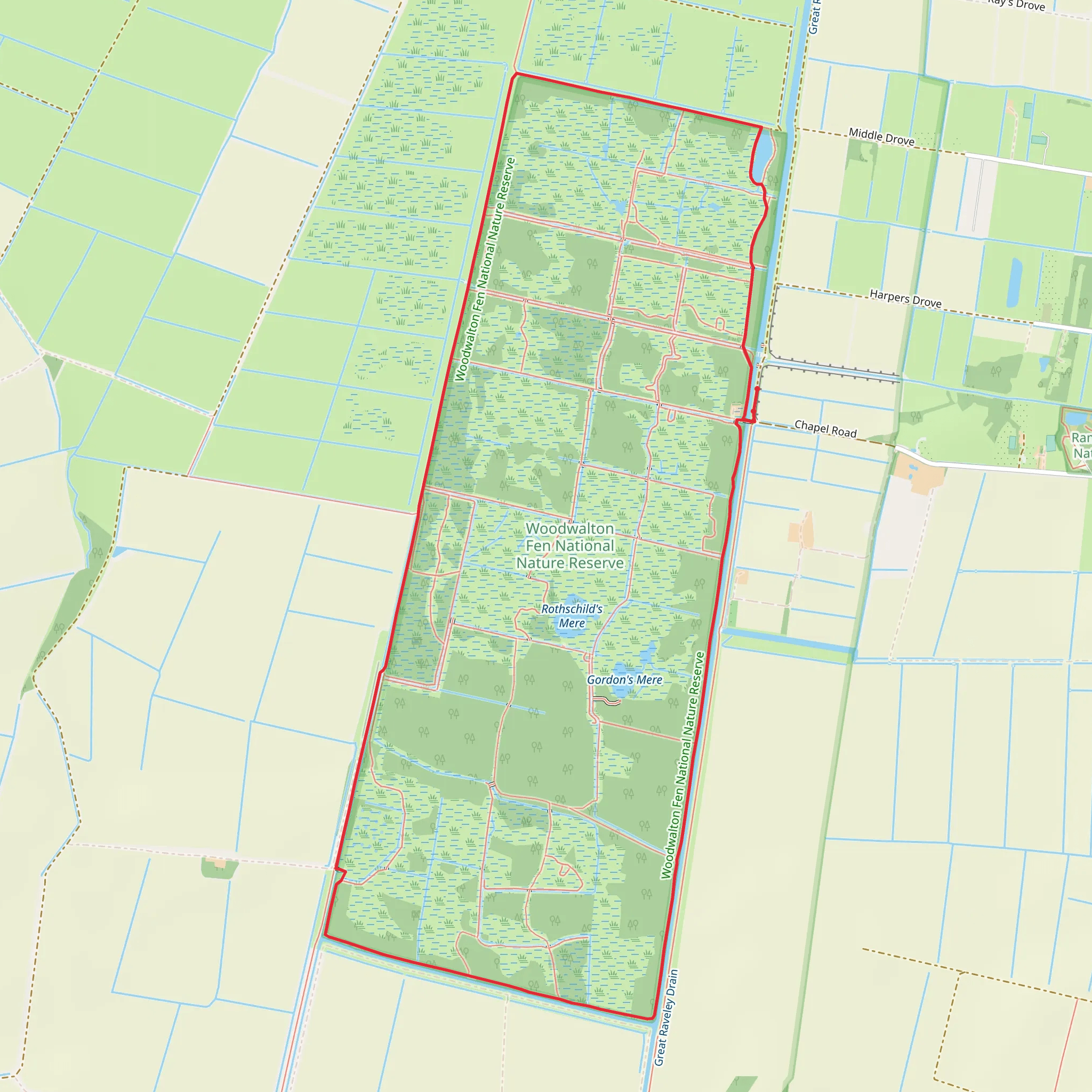 Woodwalton Fen Loop mobile static map