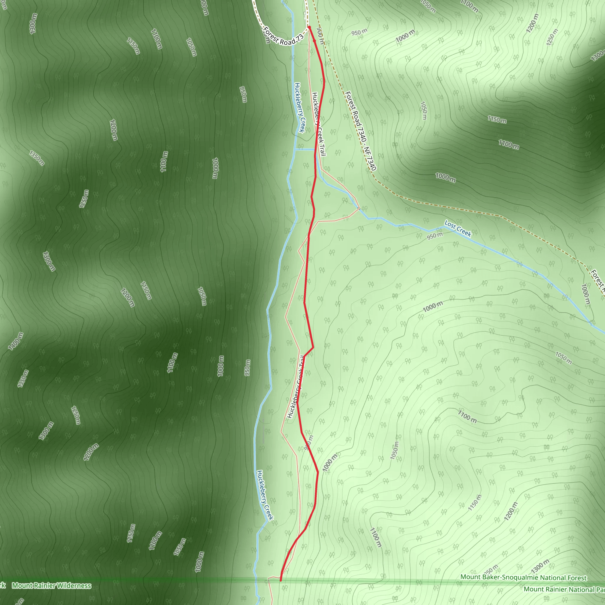 Huckleberry Creek Trail mobile static map