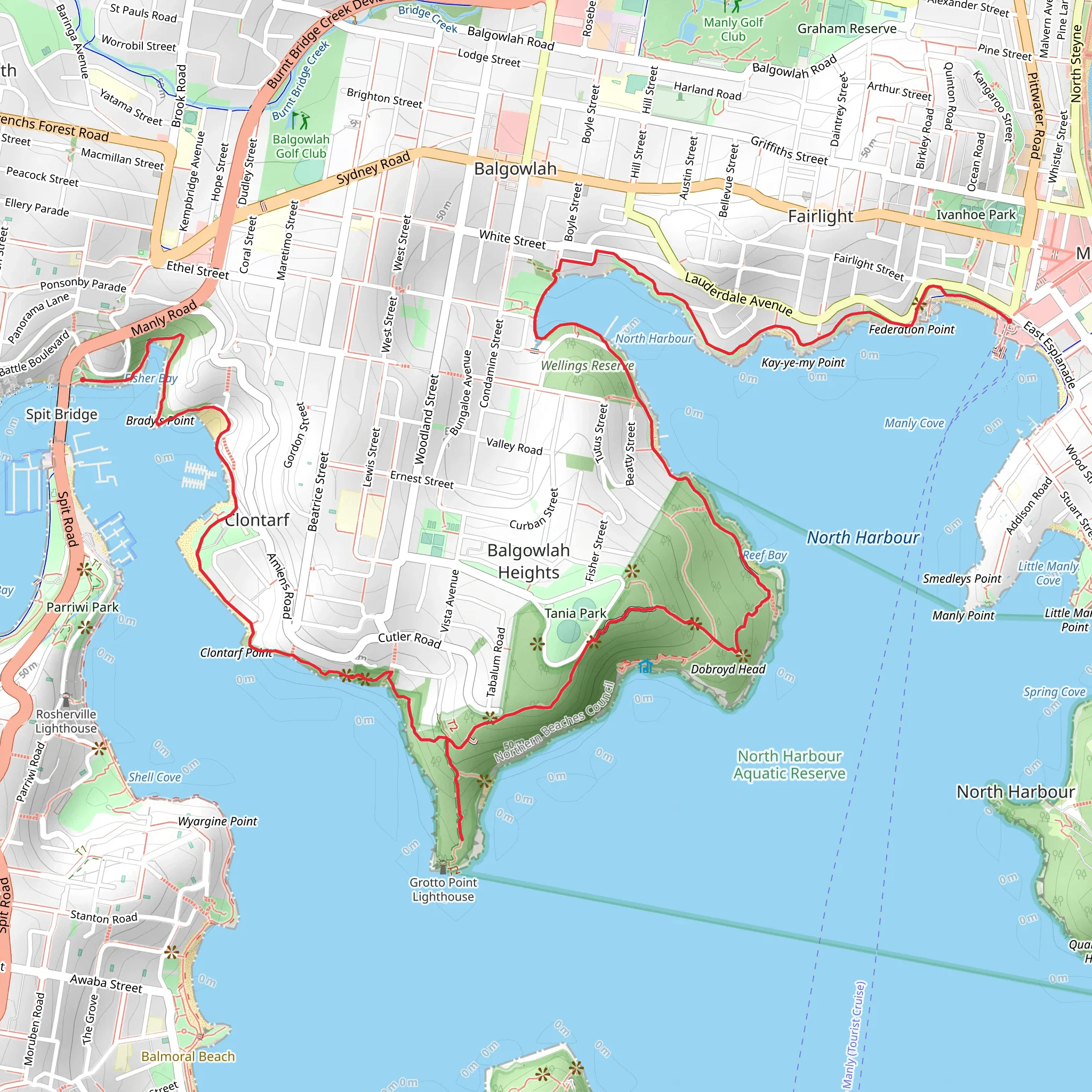 Manly Scenic Walkway mobile static map