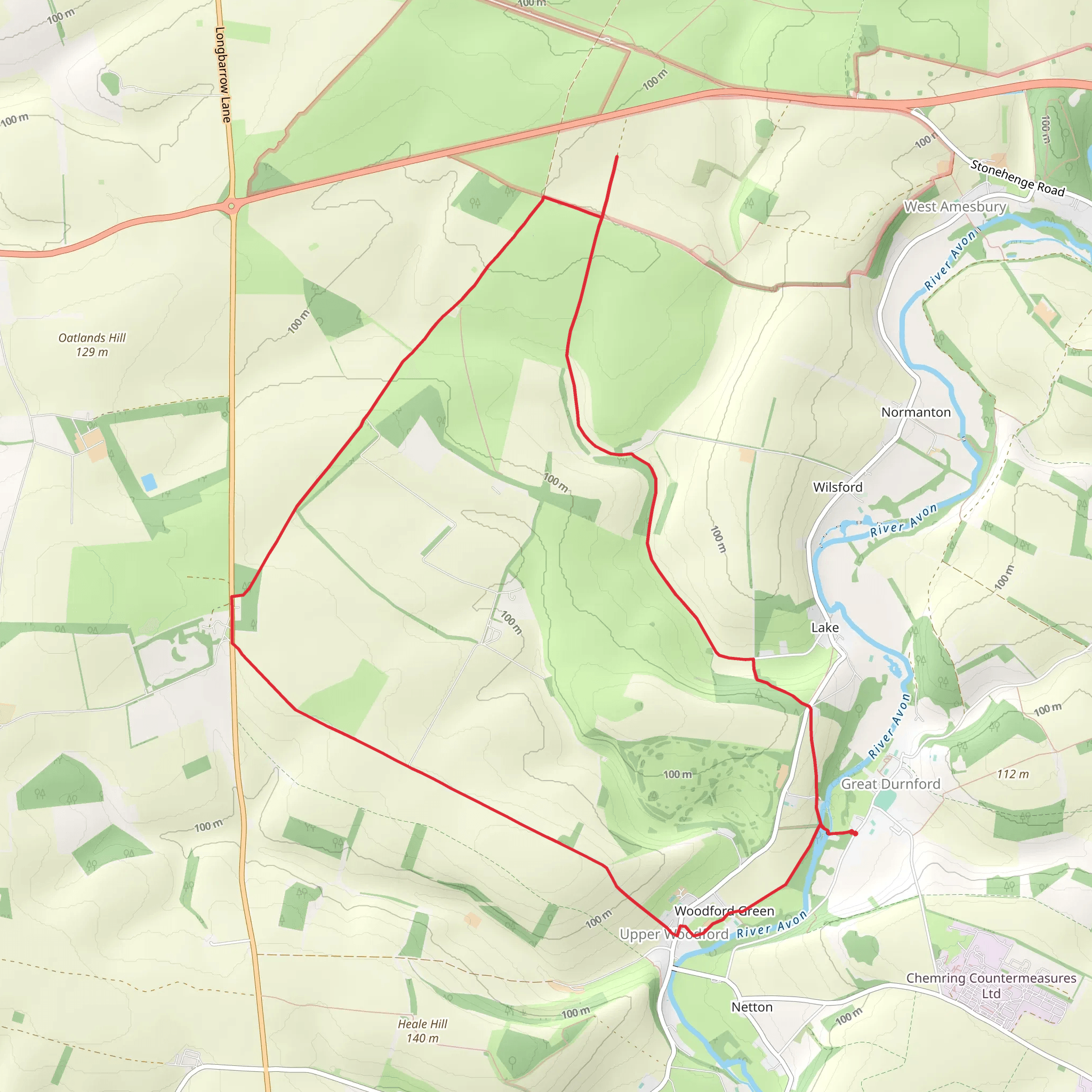 Normanton Down and Stonehenge from Great Durnford mobile static map