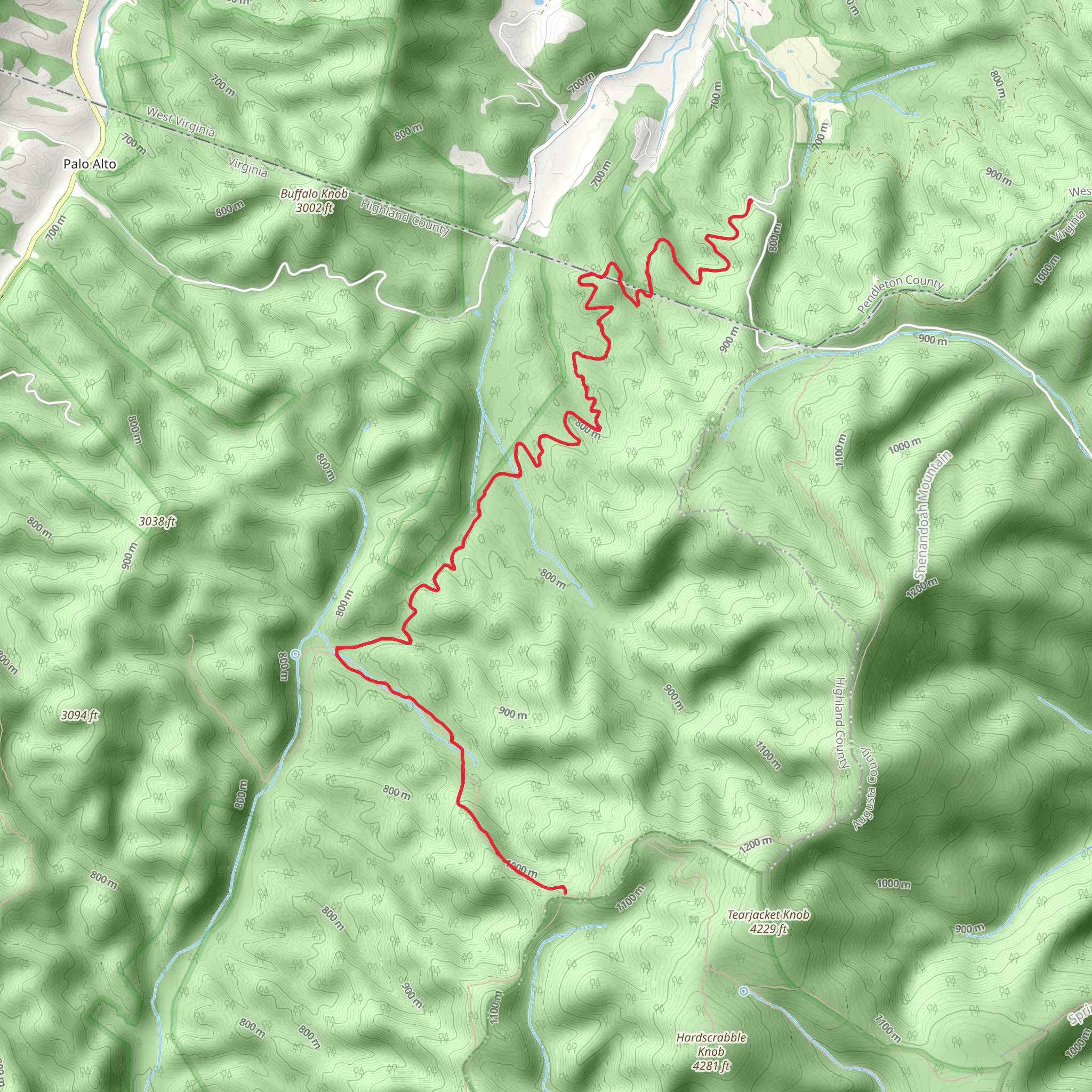 Sinclair Hollow Trail via Shaws Fork Trail mobile static map