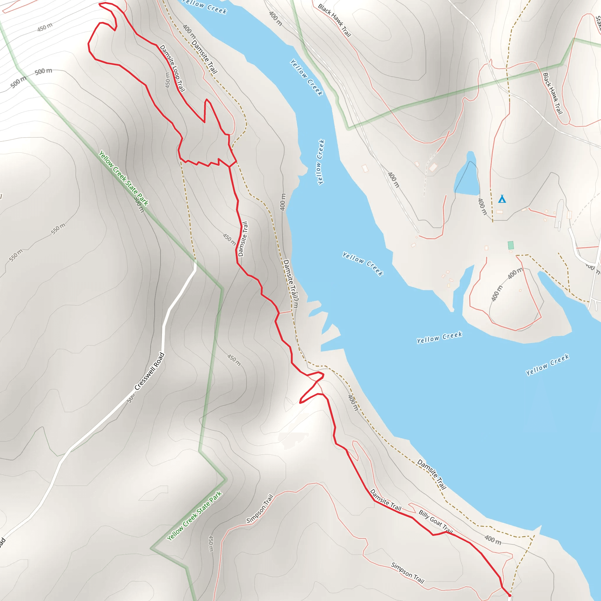 Damsite Loop Trail mobile static map