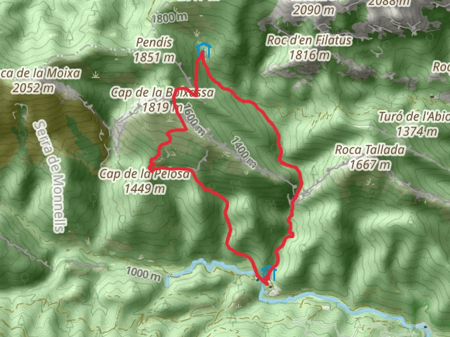 An image depicting the trail L'Hostalet PR C 125 and its surrounding area.