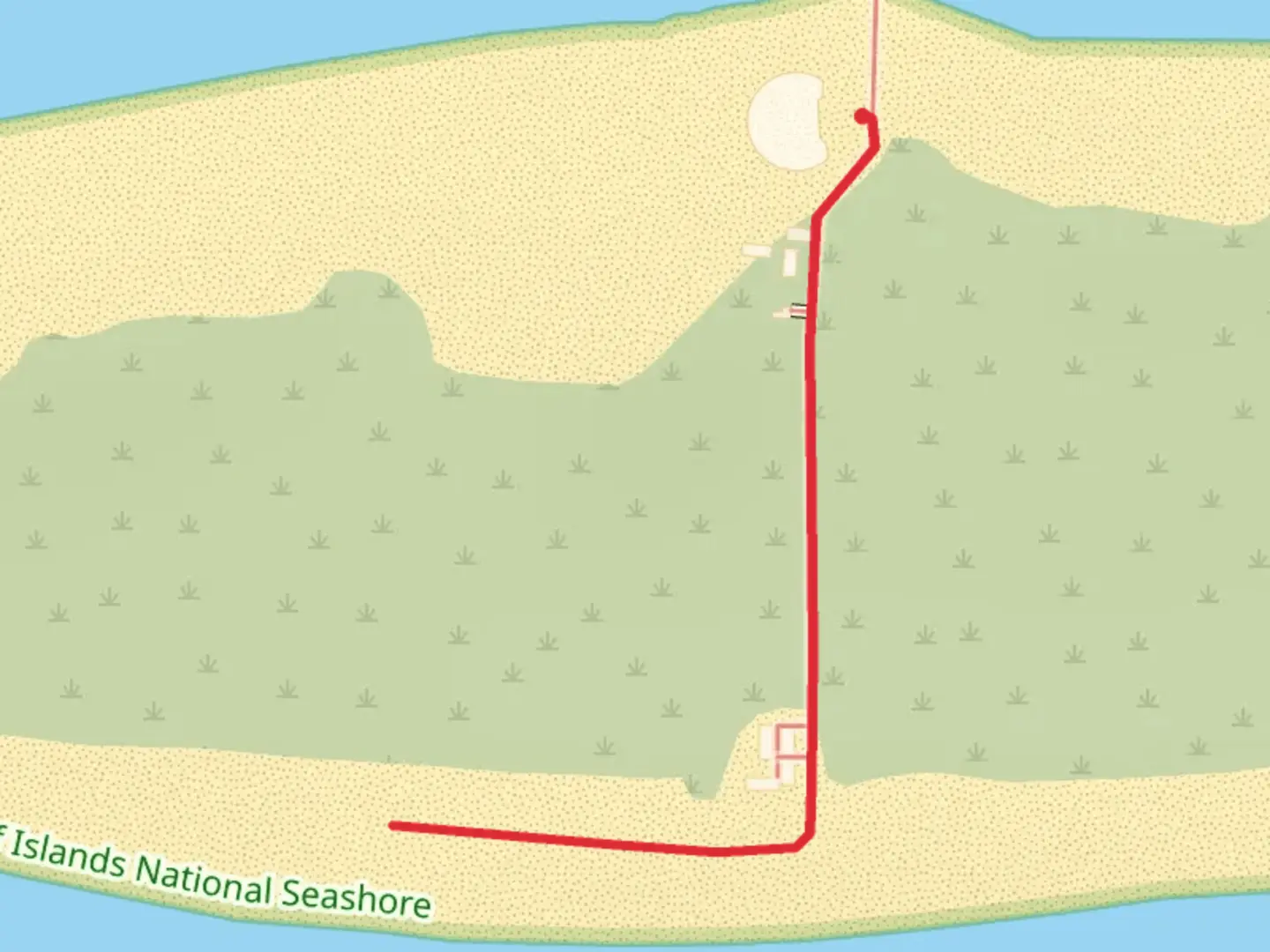 An image depicting the trail Fort Massachusetts and West Point Walk and its surrounding area.