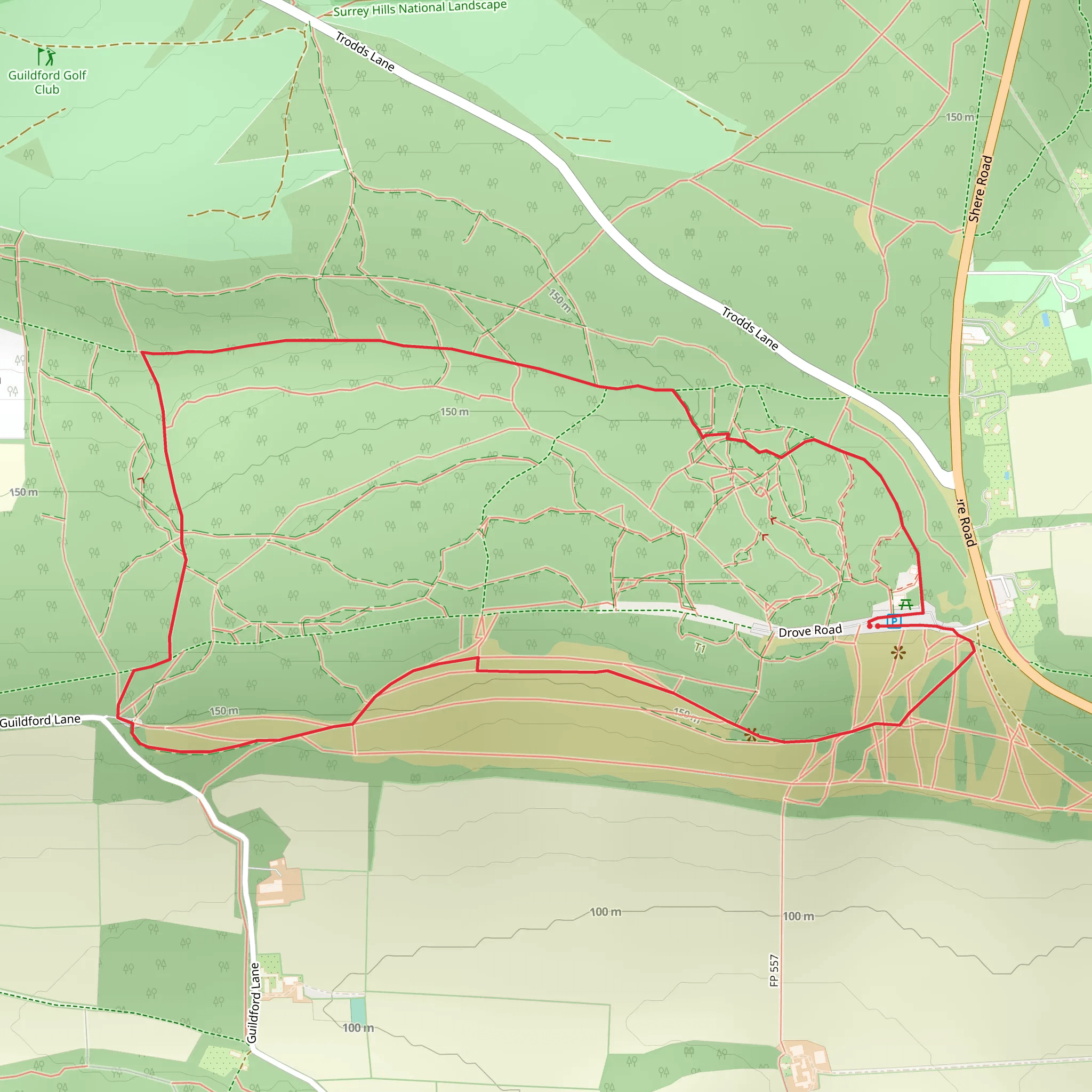 Newlands Corner Loop mobile static map