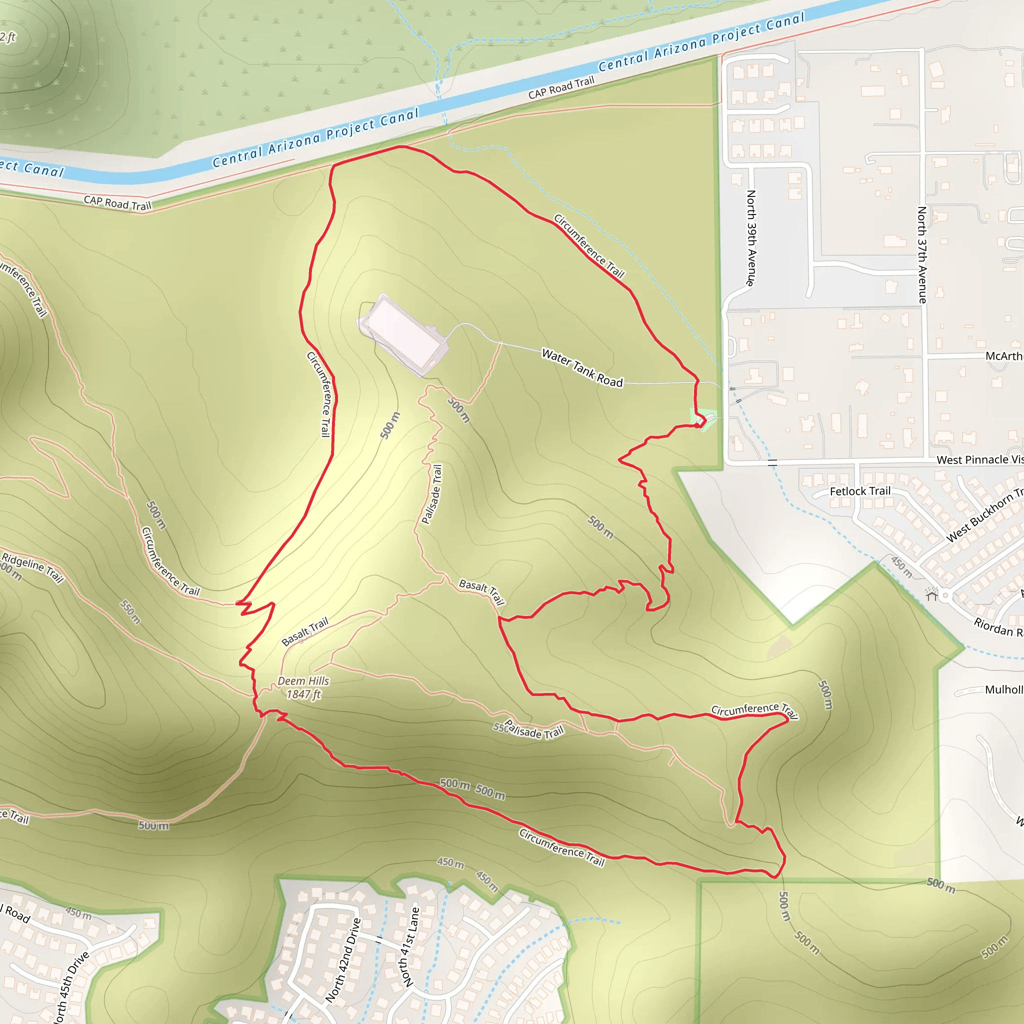 Deem Hills Loop mobile static map