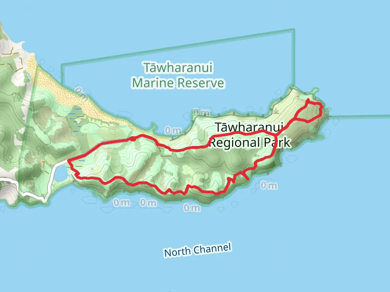 Tawharanui South Coast and North Coast Loop Track mobile static map
