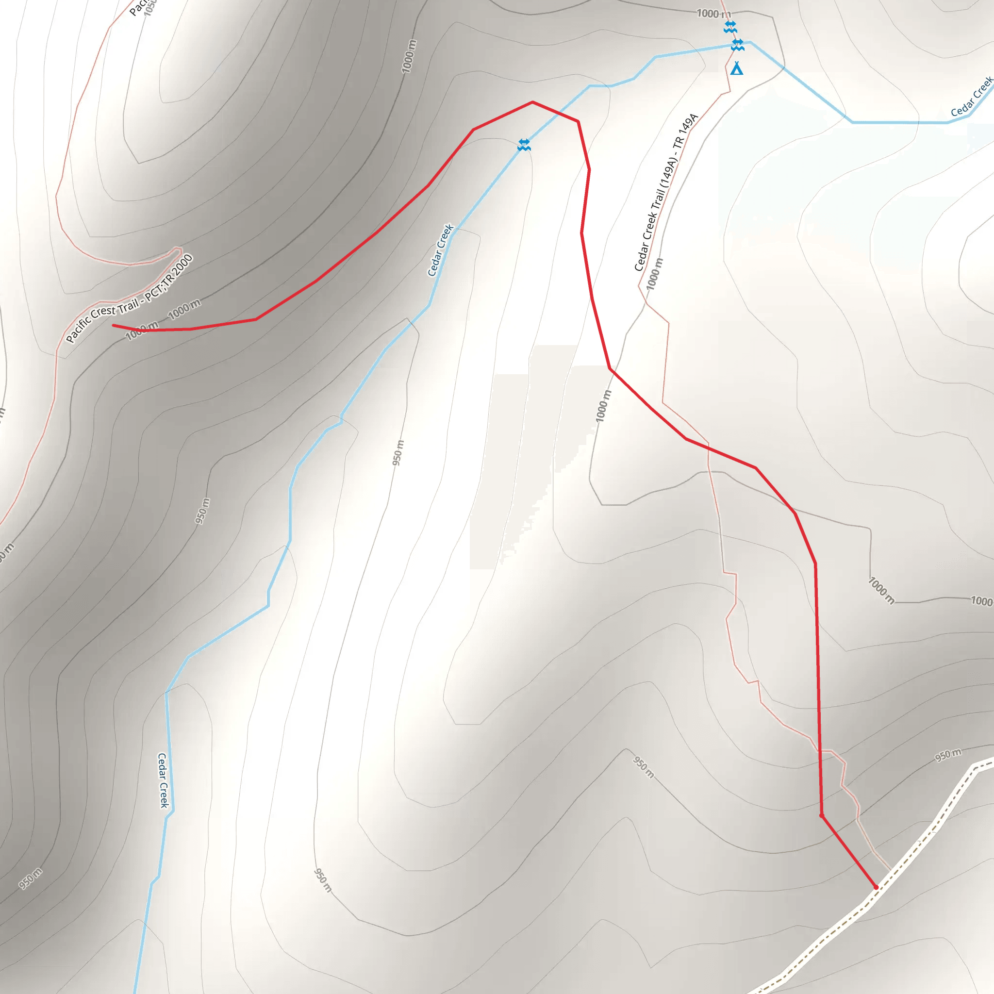 Weigle Hill and Cedar Creek Trail mobile static map