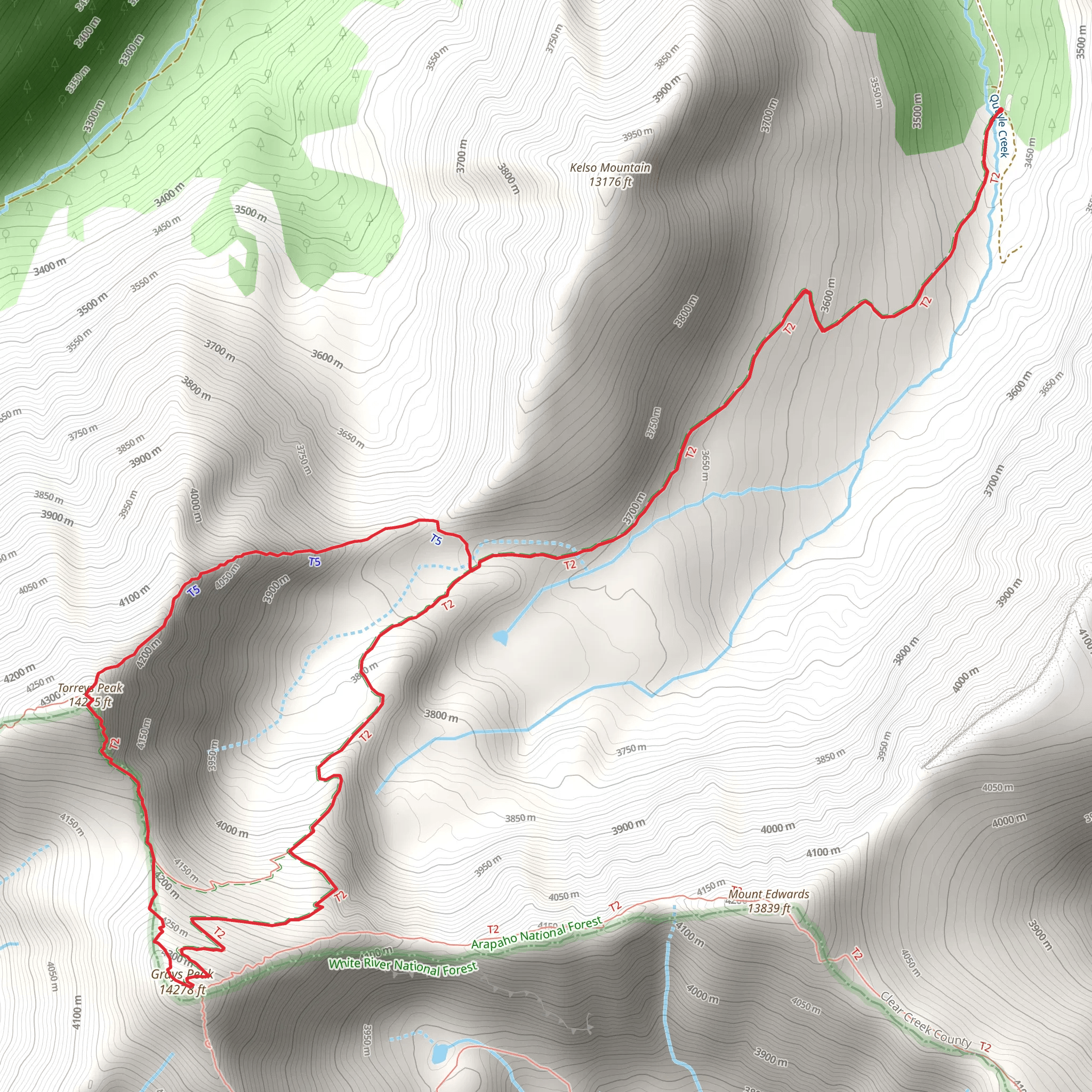 Grays Peak and Torreys Peak via CDT mobile static map