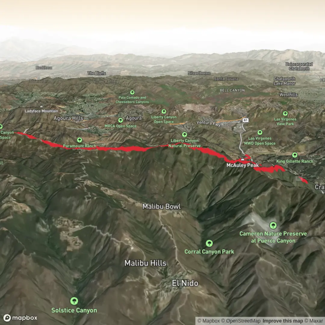 An image depicting the trail LARC BUlldog Calabasas (2025) and its surrounding area.