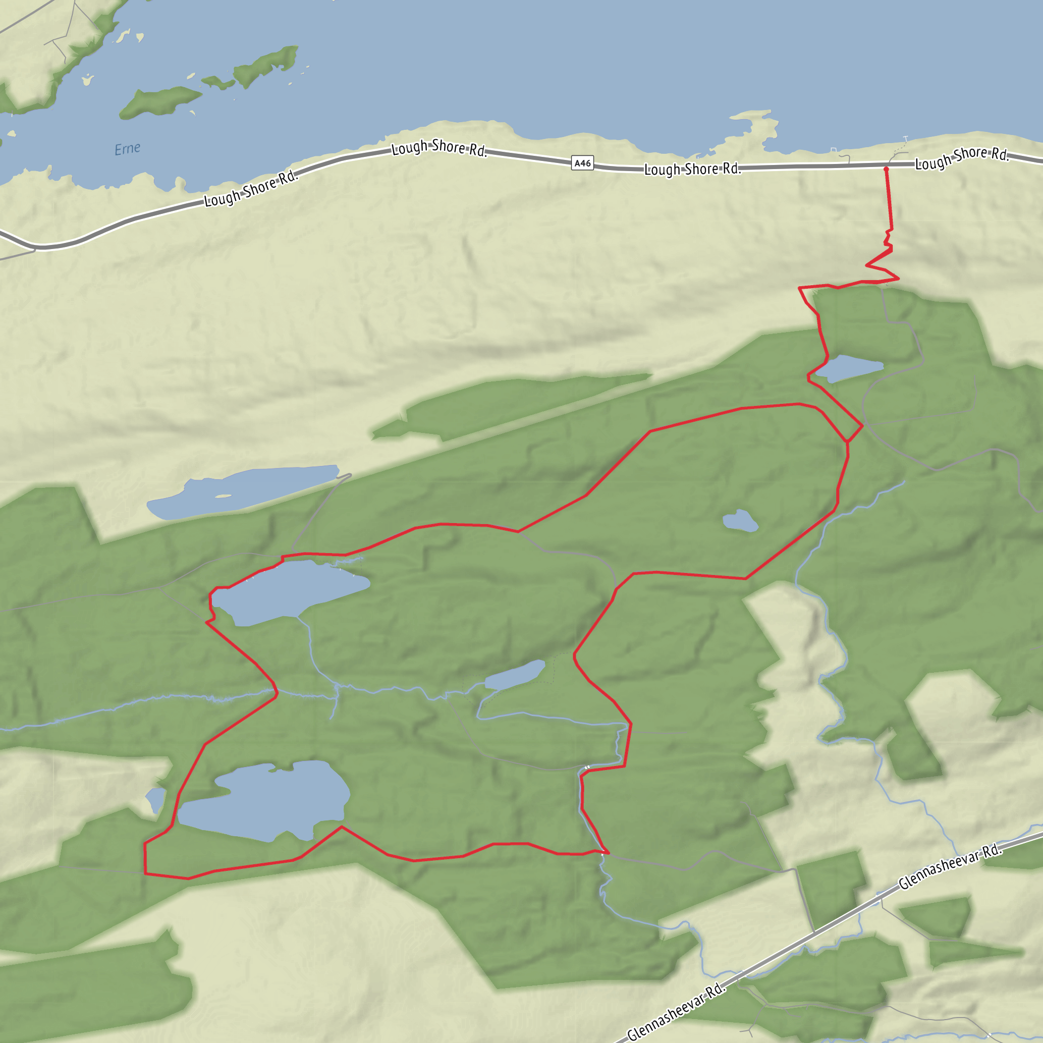 Meenameen Lough and Lough Navar Loop mobile static map