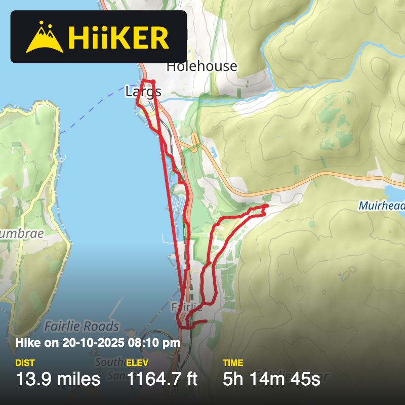 A map preview of the recording Hike on 20-10-2025 08:10 pm.