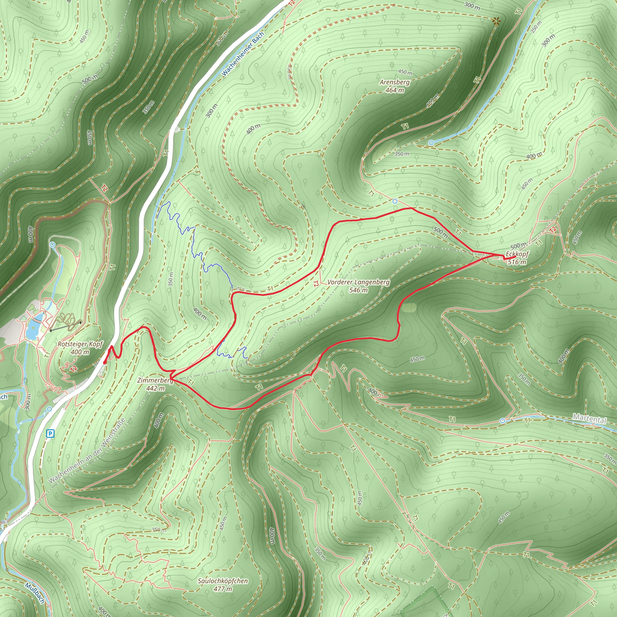 Eckkopf via Pfaelzerwald Weisser Punkt mobile static map