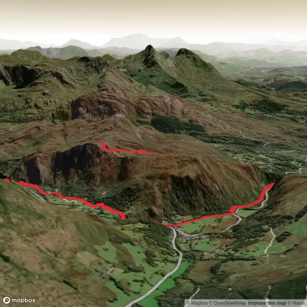 An image depicting the trail Beddgelert Circular - Upper Limits UK and its surrounding area.