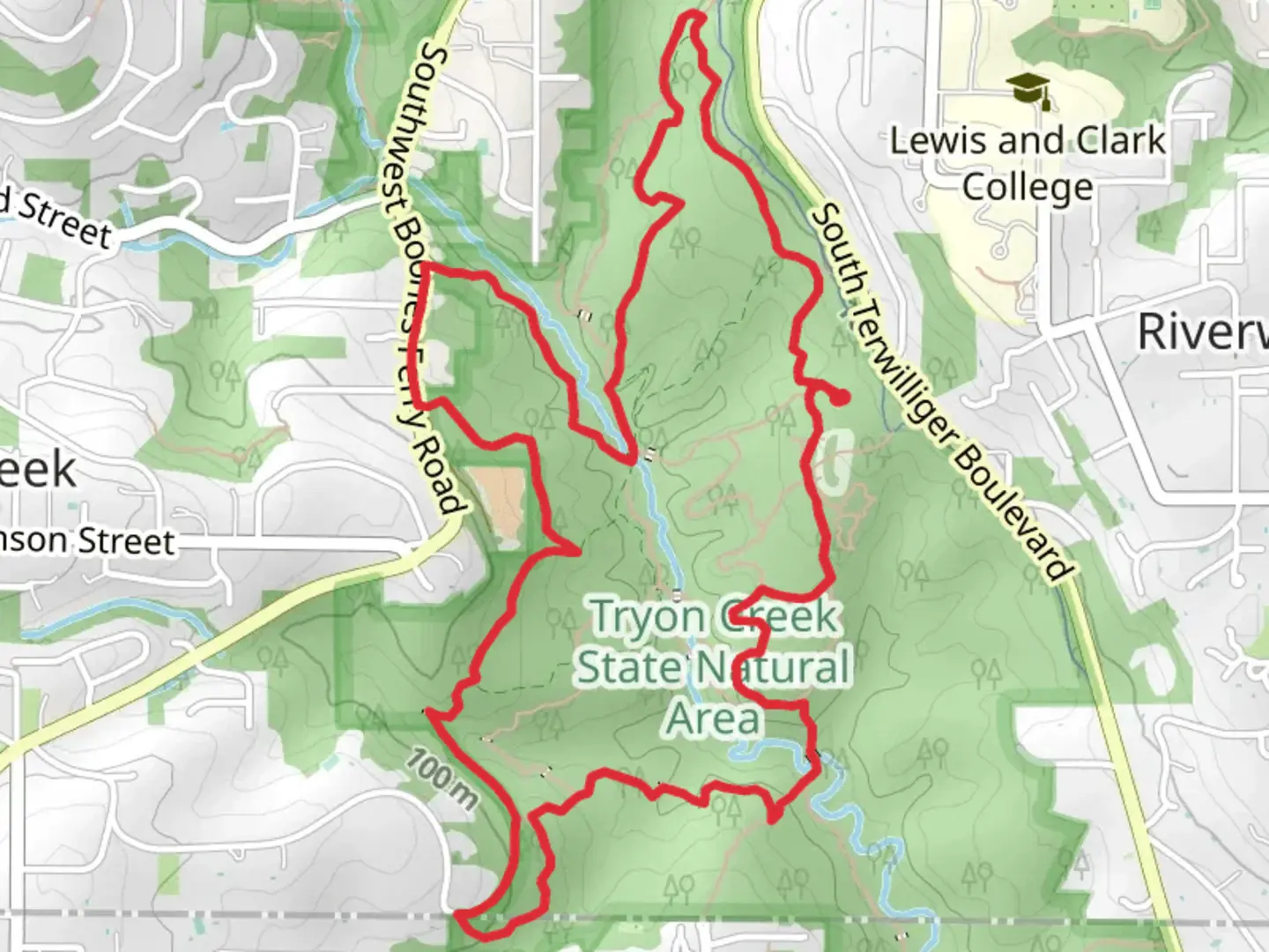 An image depicting the trail North Horse, Boones Ferry Horse and Big Fir Loop Trail and its surrounding area.
