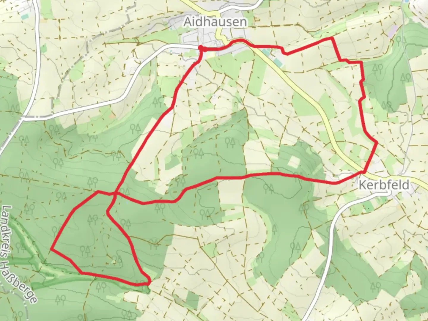 An image depicting the trail Lauftour AID 1 and its surrounding area.