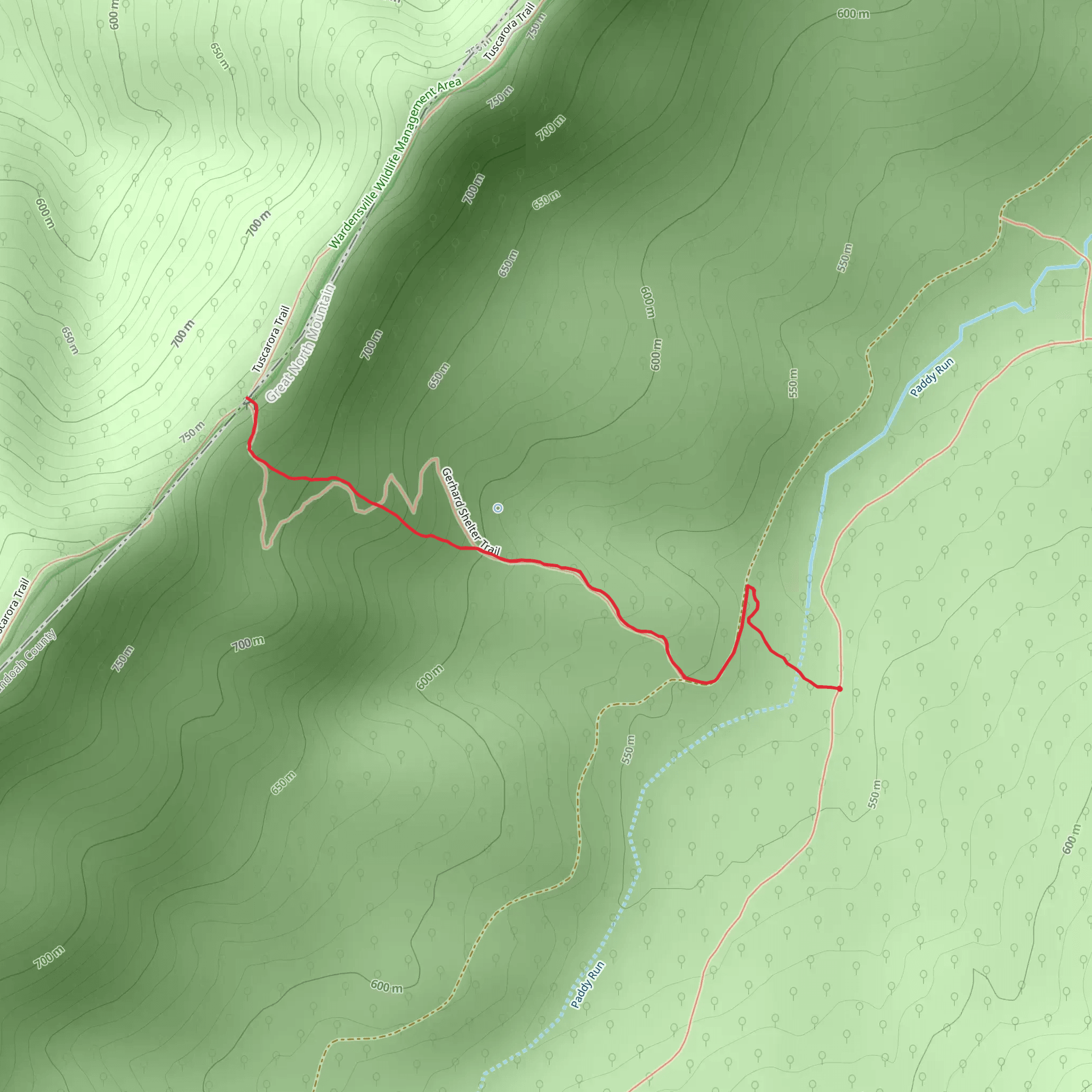 Gerhard Shelter Trail mobile static map