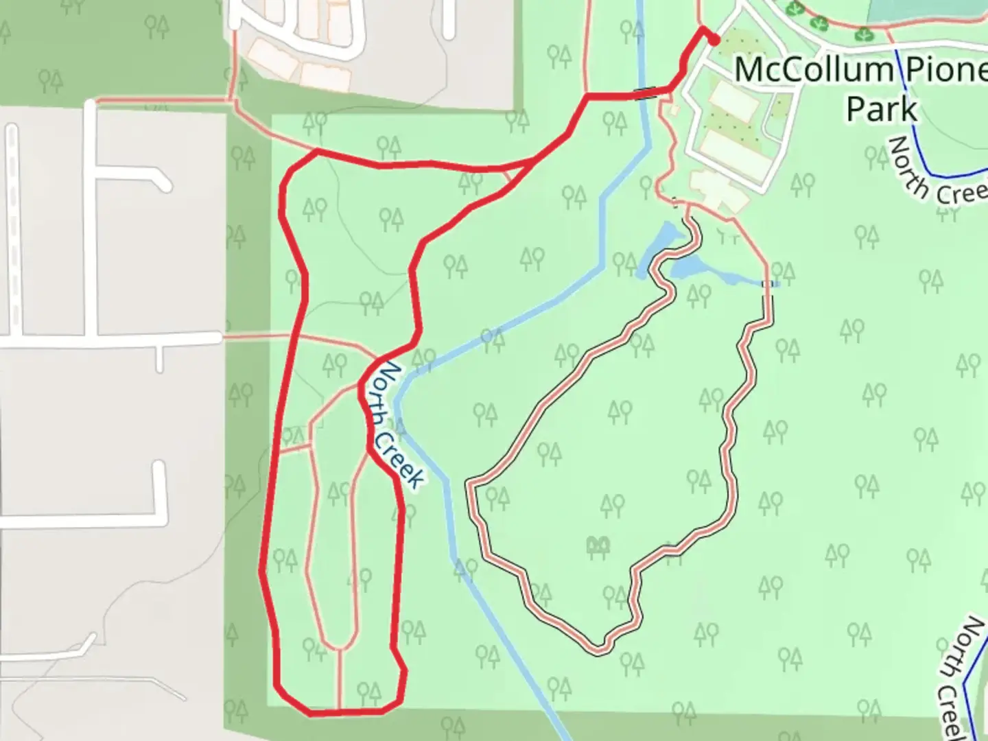An image depicting the trail North Creek Loop and its surrounding area.