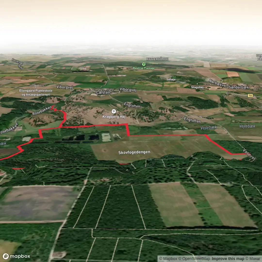 An image depicting the trail Læsten Bakker and its surrounding area.