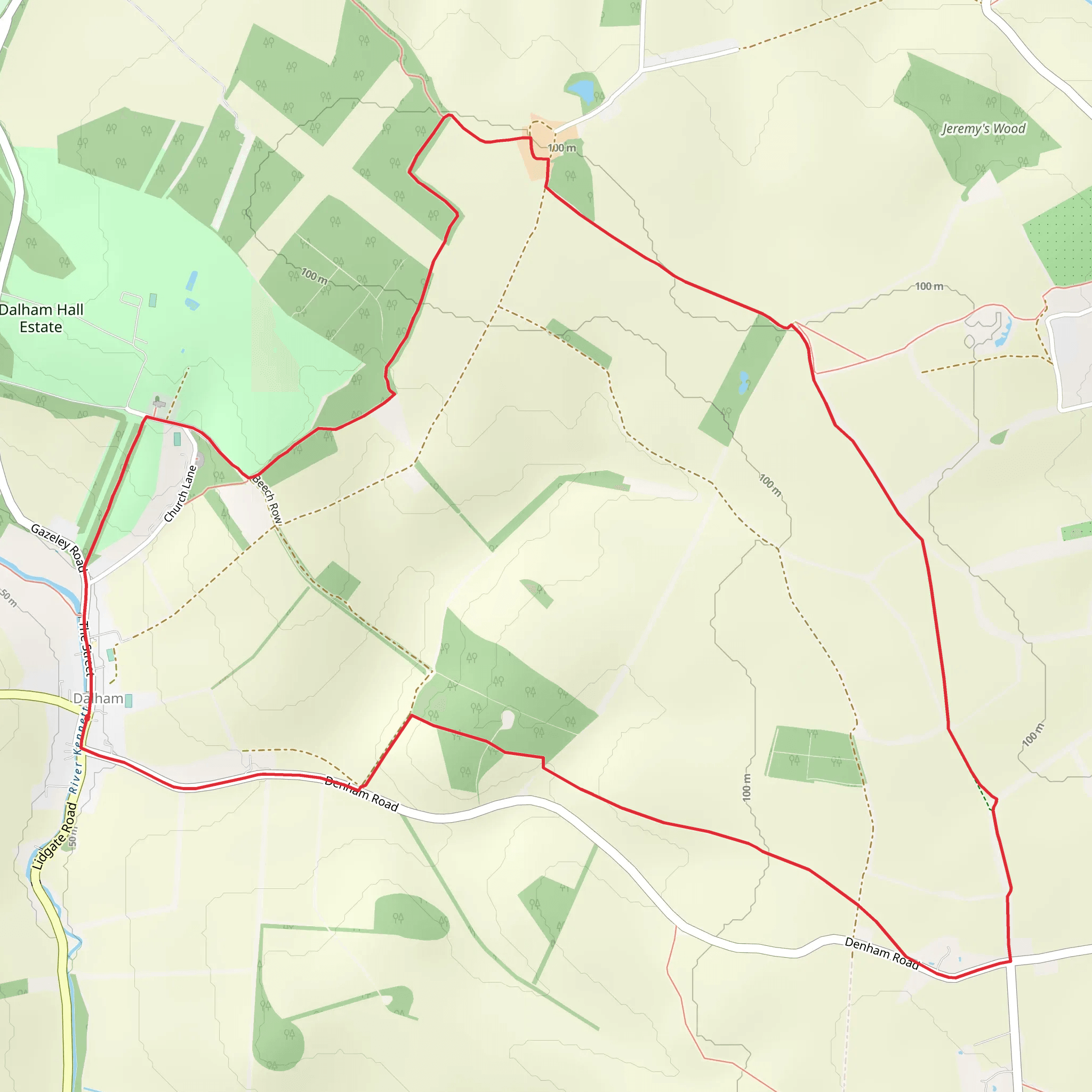 Dalham and Dunstall Green Loop mobile static map