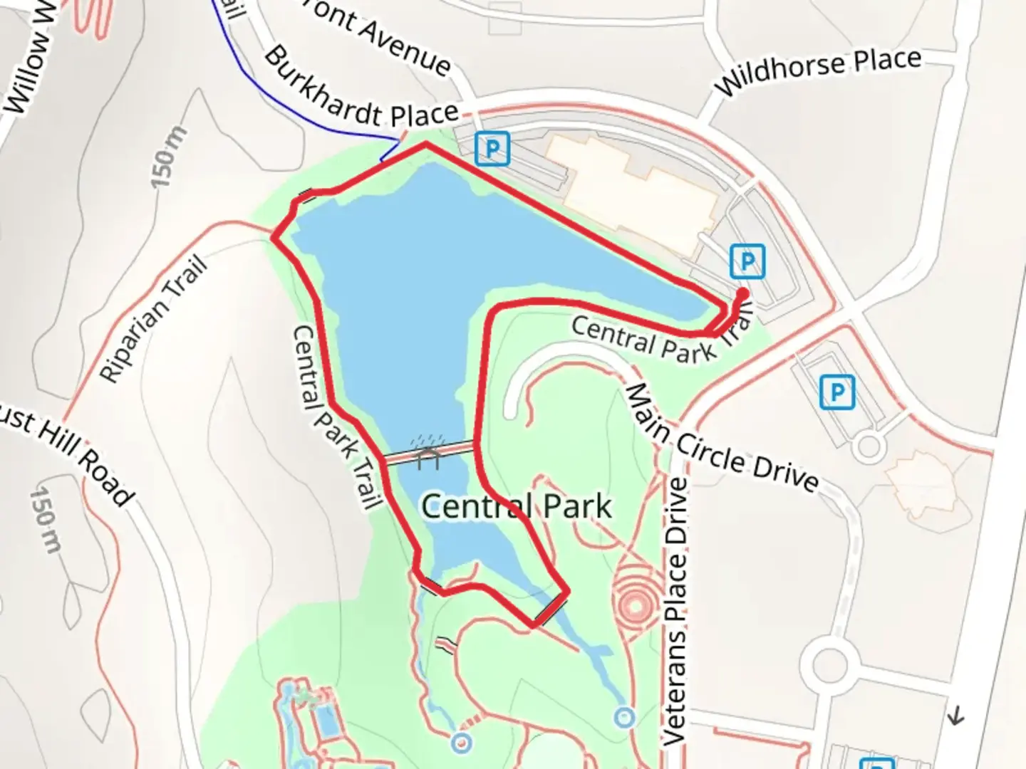 An image depicting the trail Central Park Loop Trail and its surrounding area.