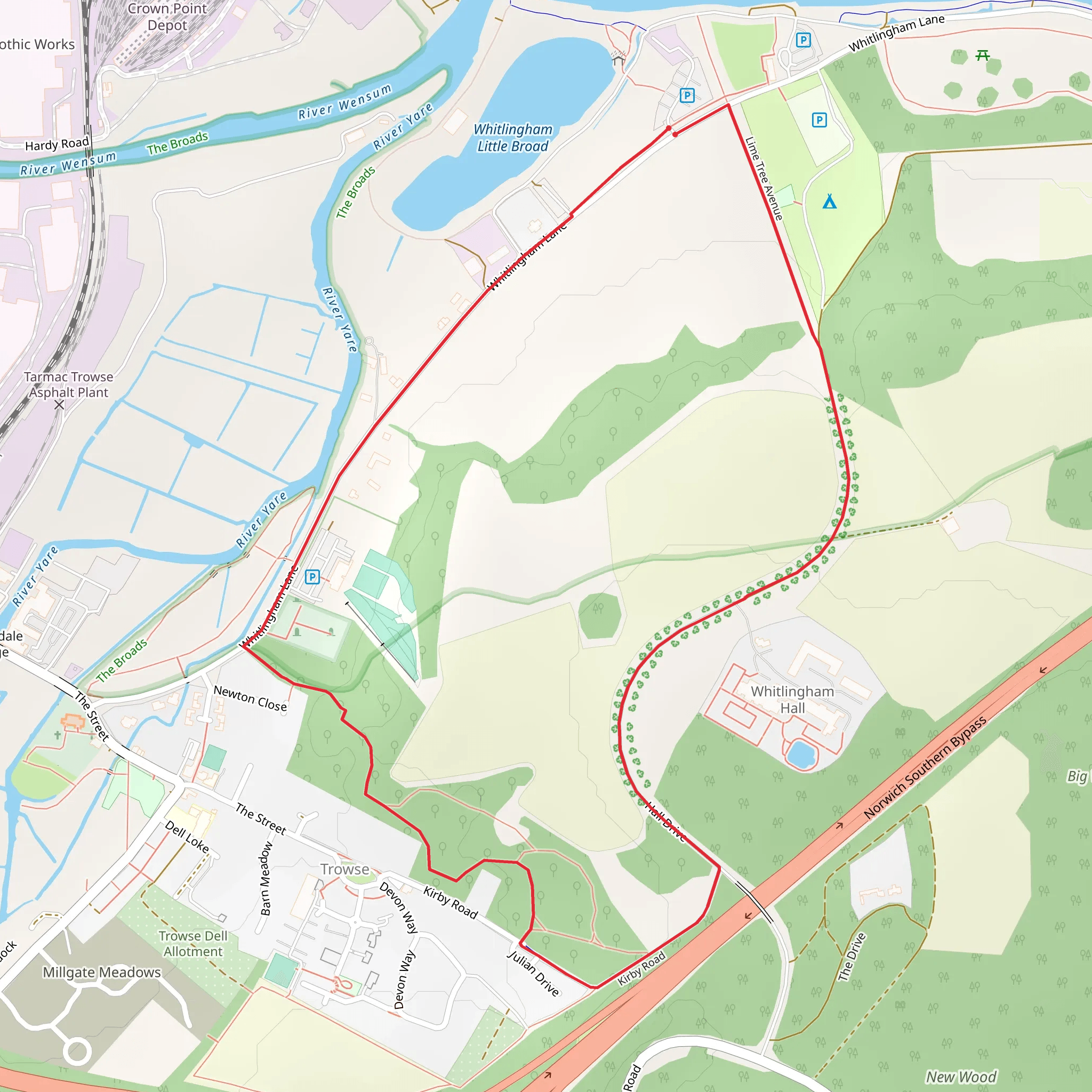 Wherryman's Way and Lime Tree Avenue Loop mobile static map