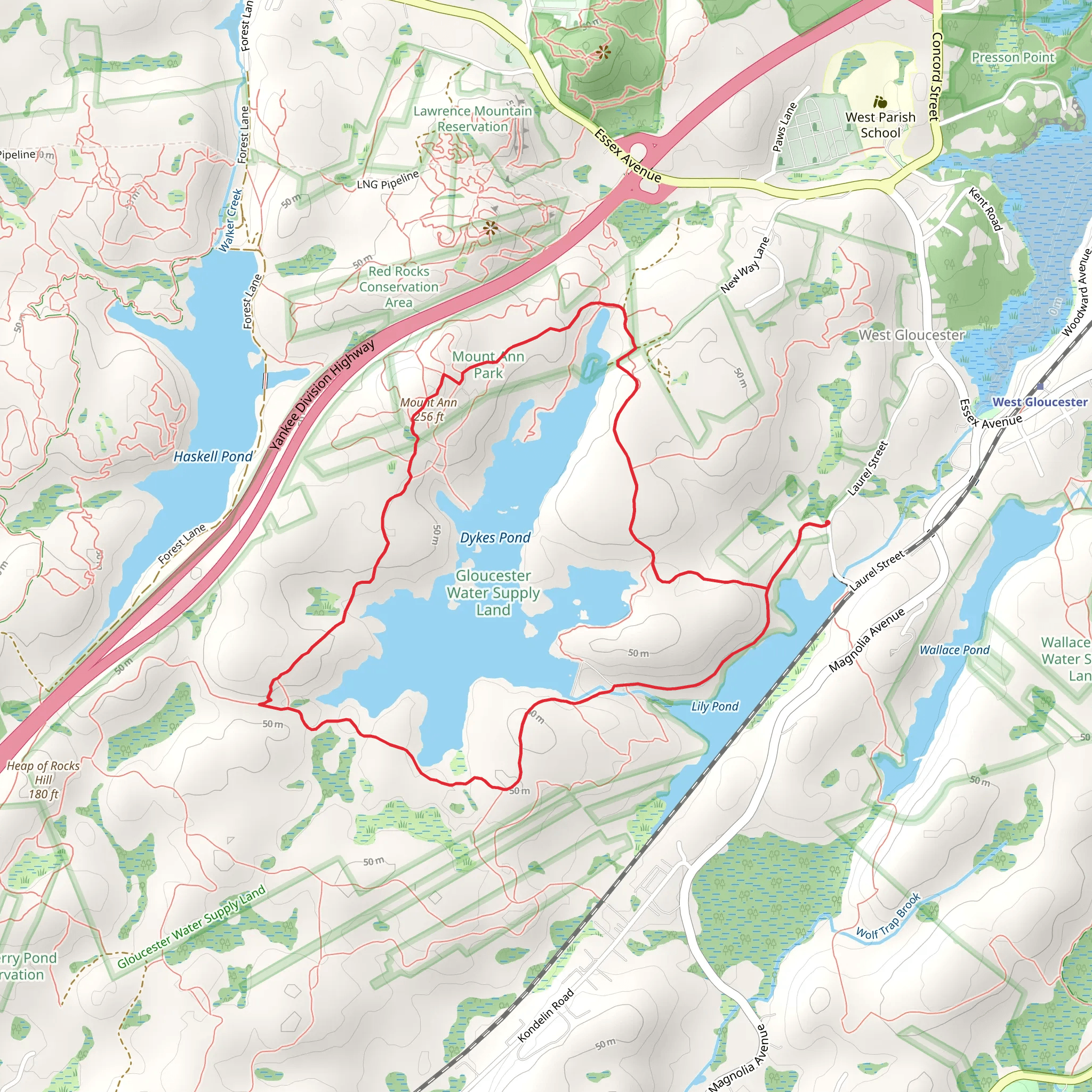 Mount Ann and Dykes Pond Loop Trail mobile static map