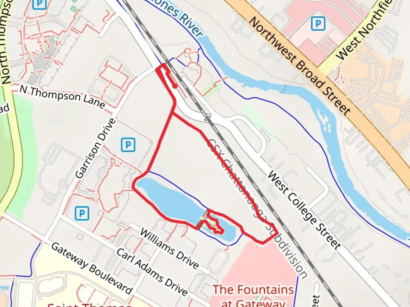 An image depicting the trail Gateway Island Loop and its surrounding area.