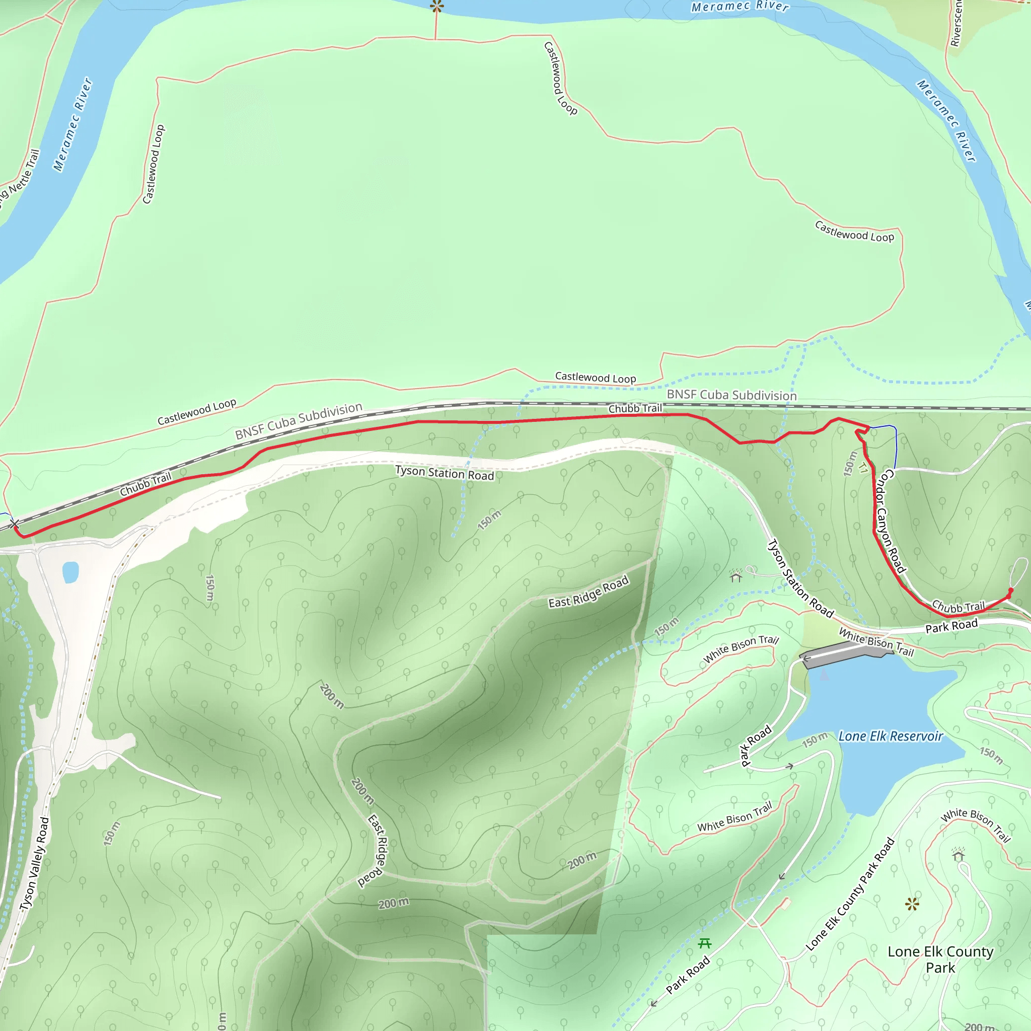 Chubb Trail - Short mobile static map