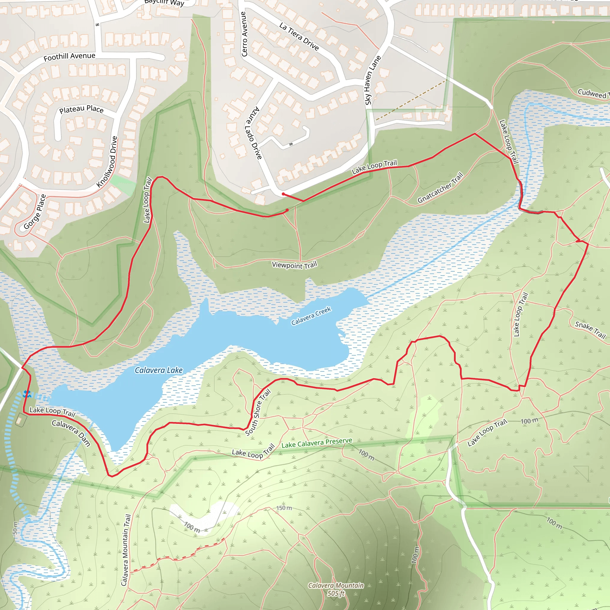 Calavera Lake Loop mobile static map