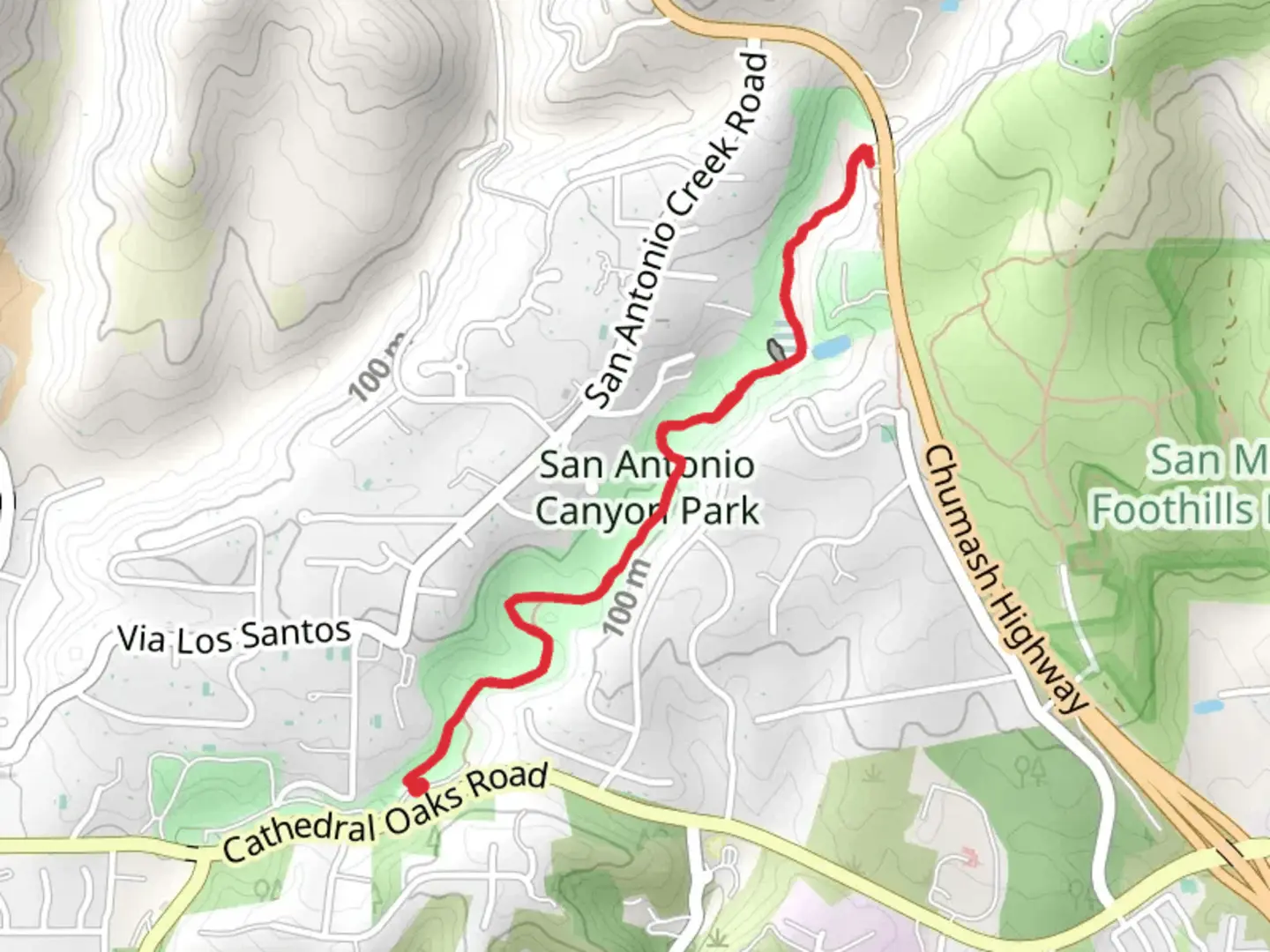 An image depicting the trail San Antonio Canyon Park and its surrounding area.