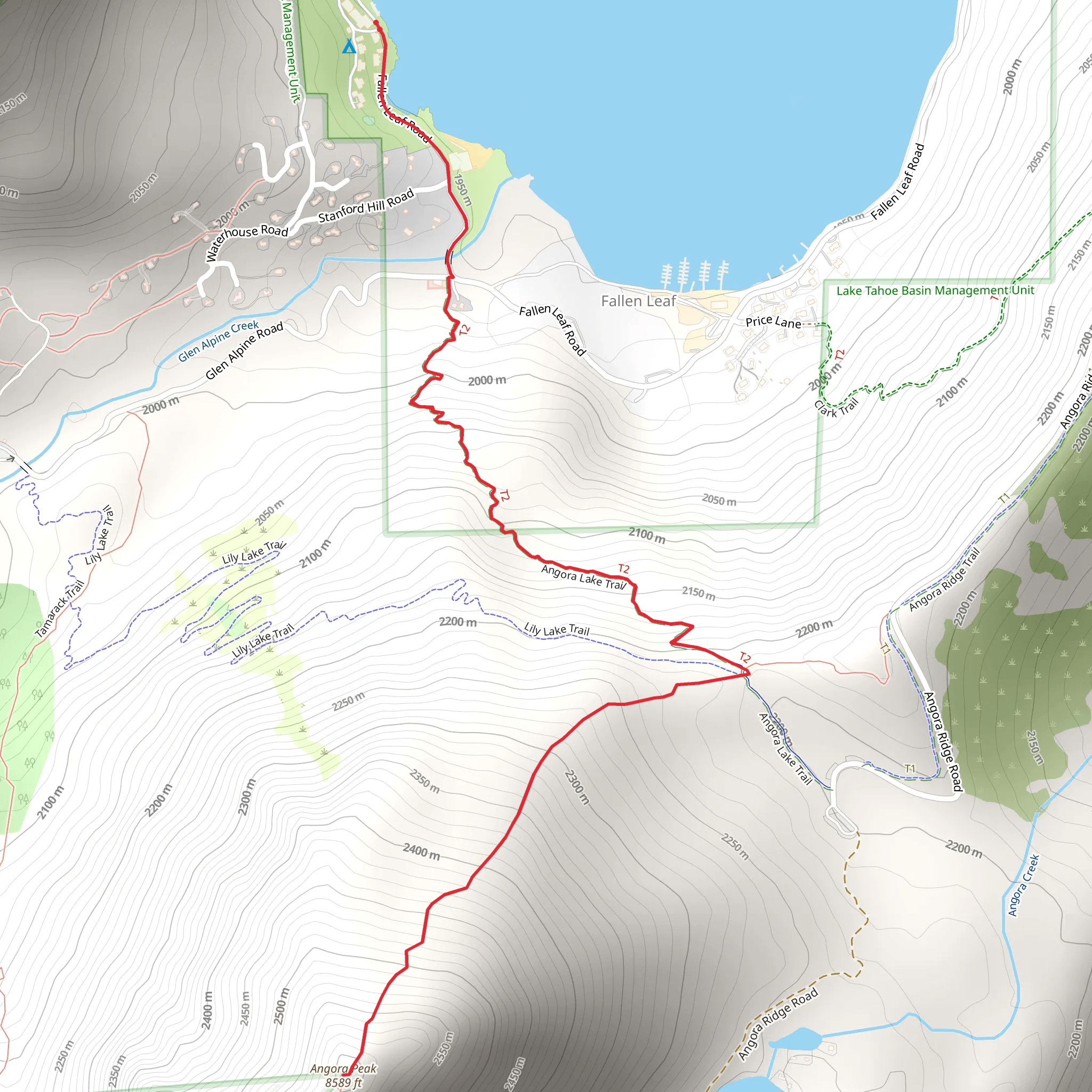 Angora Peak from Fallen Leaf Road mobile static map