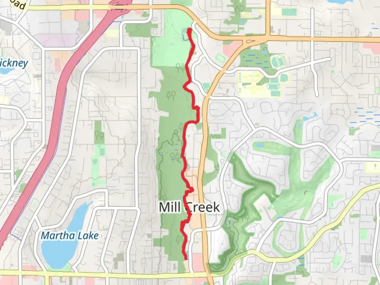 An image depicting the trail North Creek Trail and its surrounding area.
