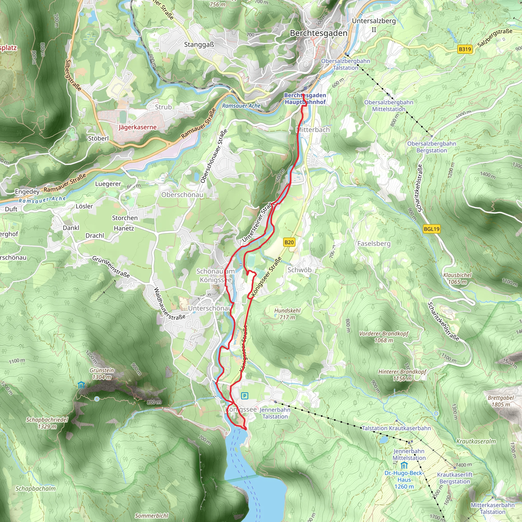 Königssee and Königsseer Ache Loop via Berchtesgaden mobile static map