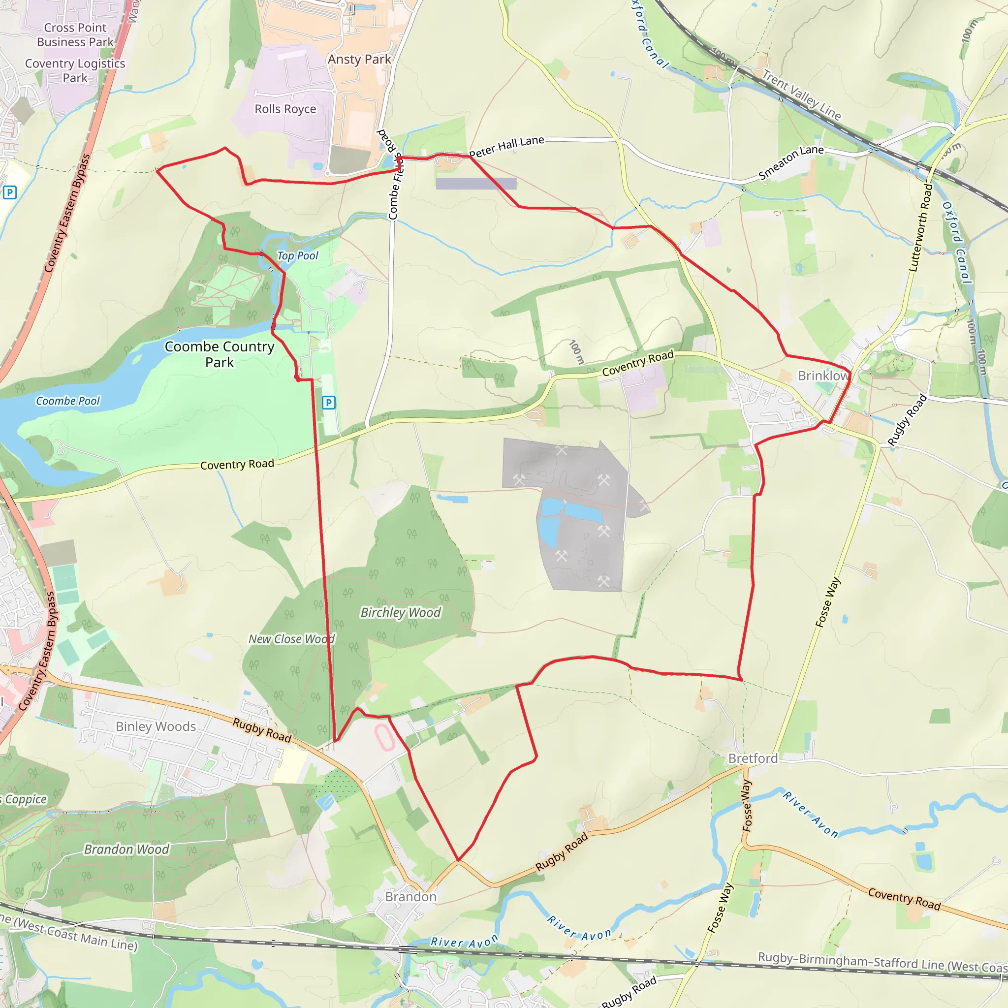 Coombe Country Park and New Close Wood Loop mobile static map