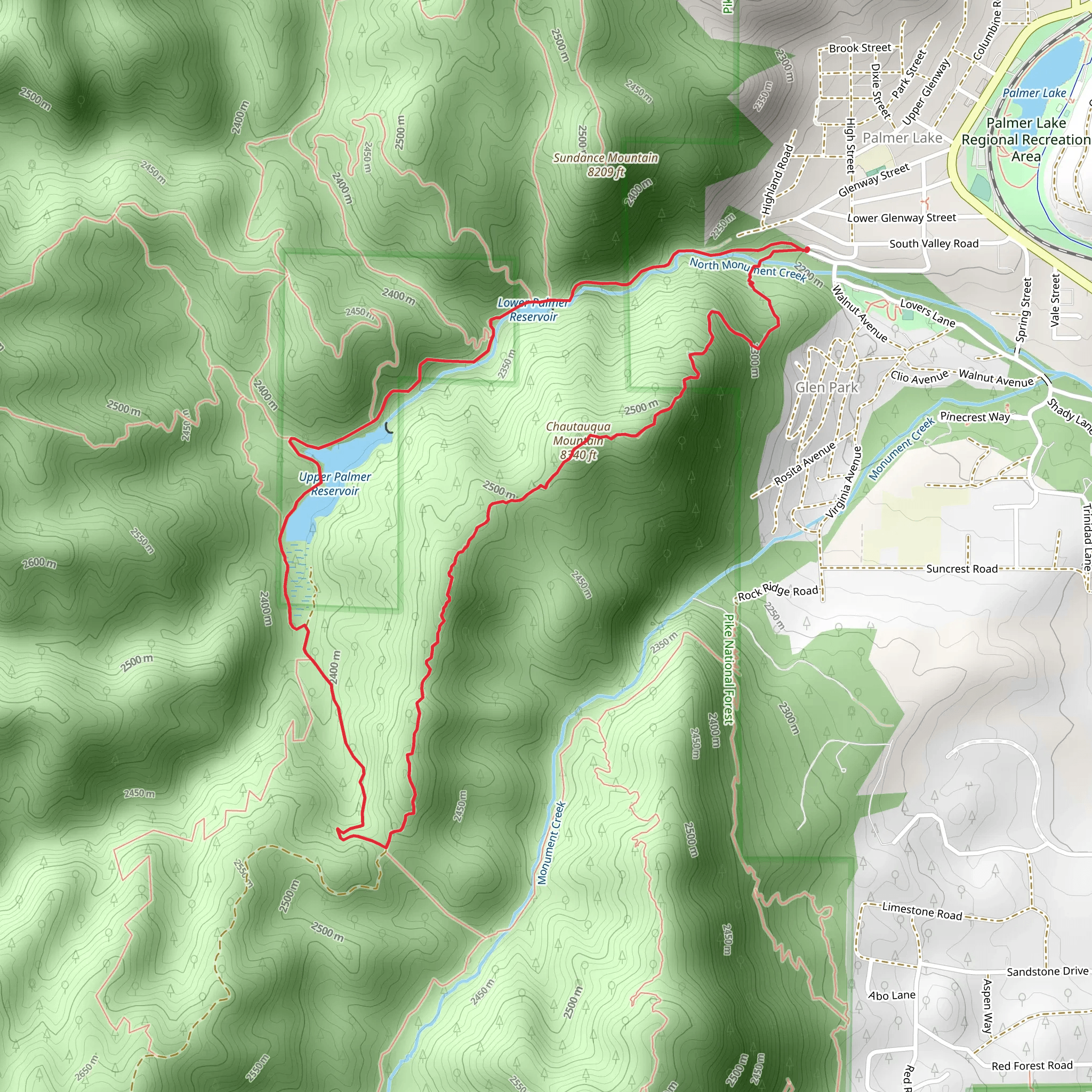 Chautauqua Mountain and Upper Palmer Reservoir Loop mobile static map
