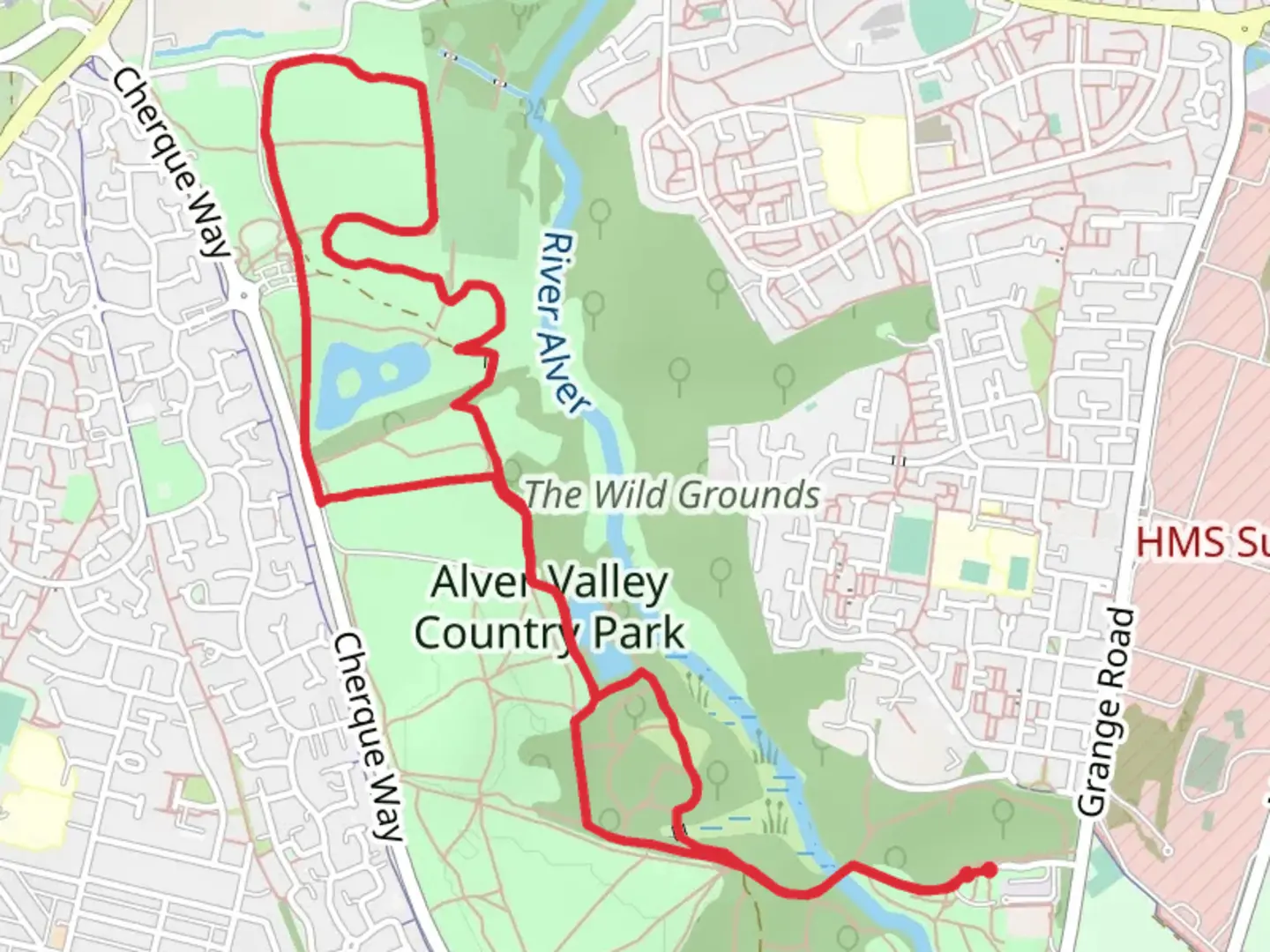 An image depicting the trail Alver Valley Country Park and West of the River Alver Nature Reserve and its surrounding area.