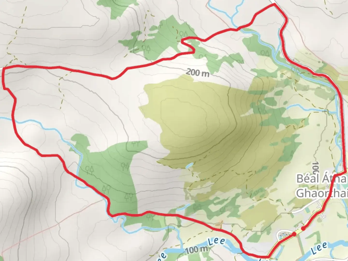 An image depicting the trail Ballingeary Loops – Ceimcoraboula Loop and its surrounding area.