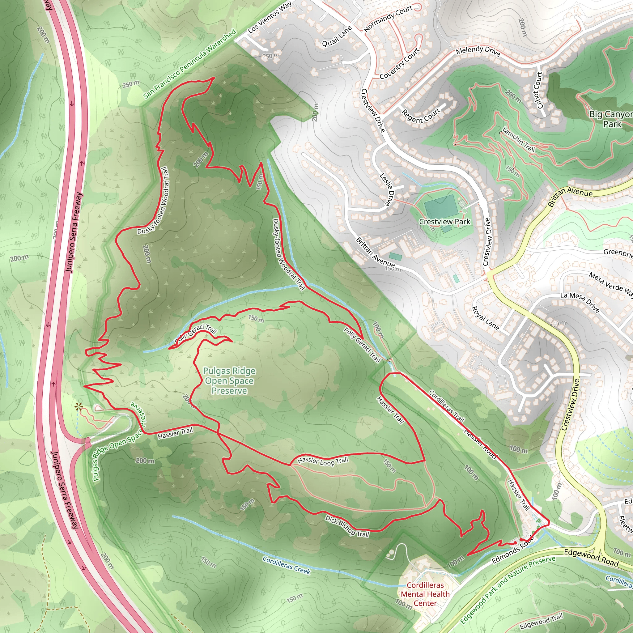 Blue Oak, Hassler Trail and Dusky-footed Woodrat Trail mobile static map