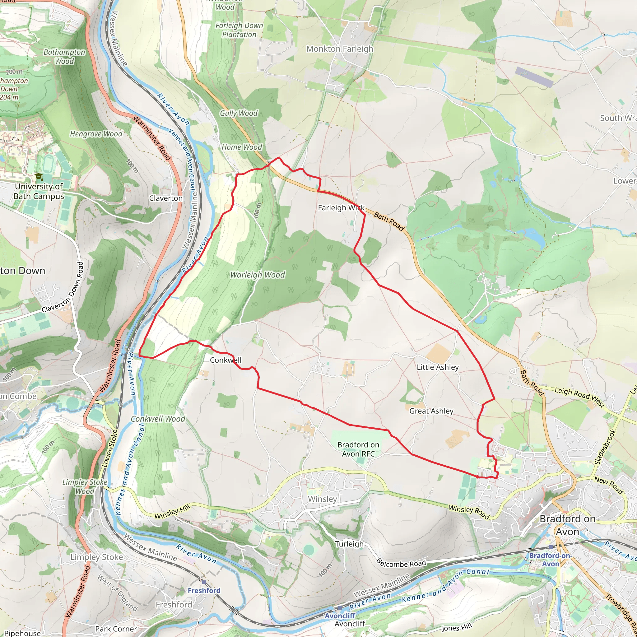 Conkwell and Farleigh Wick Loop mobile static map