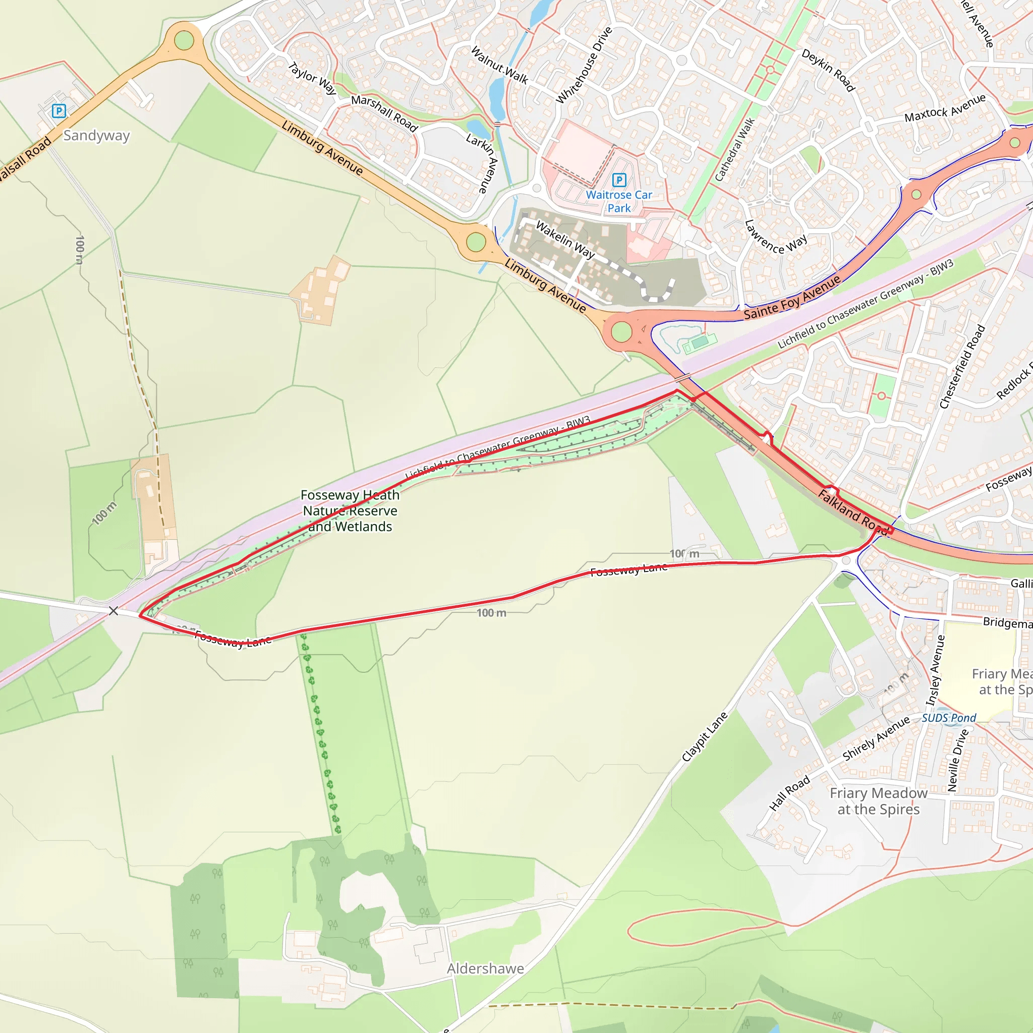 Fosseway heath Nature Reserve and Wetlands Loop mobile static map