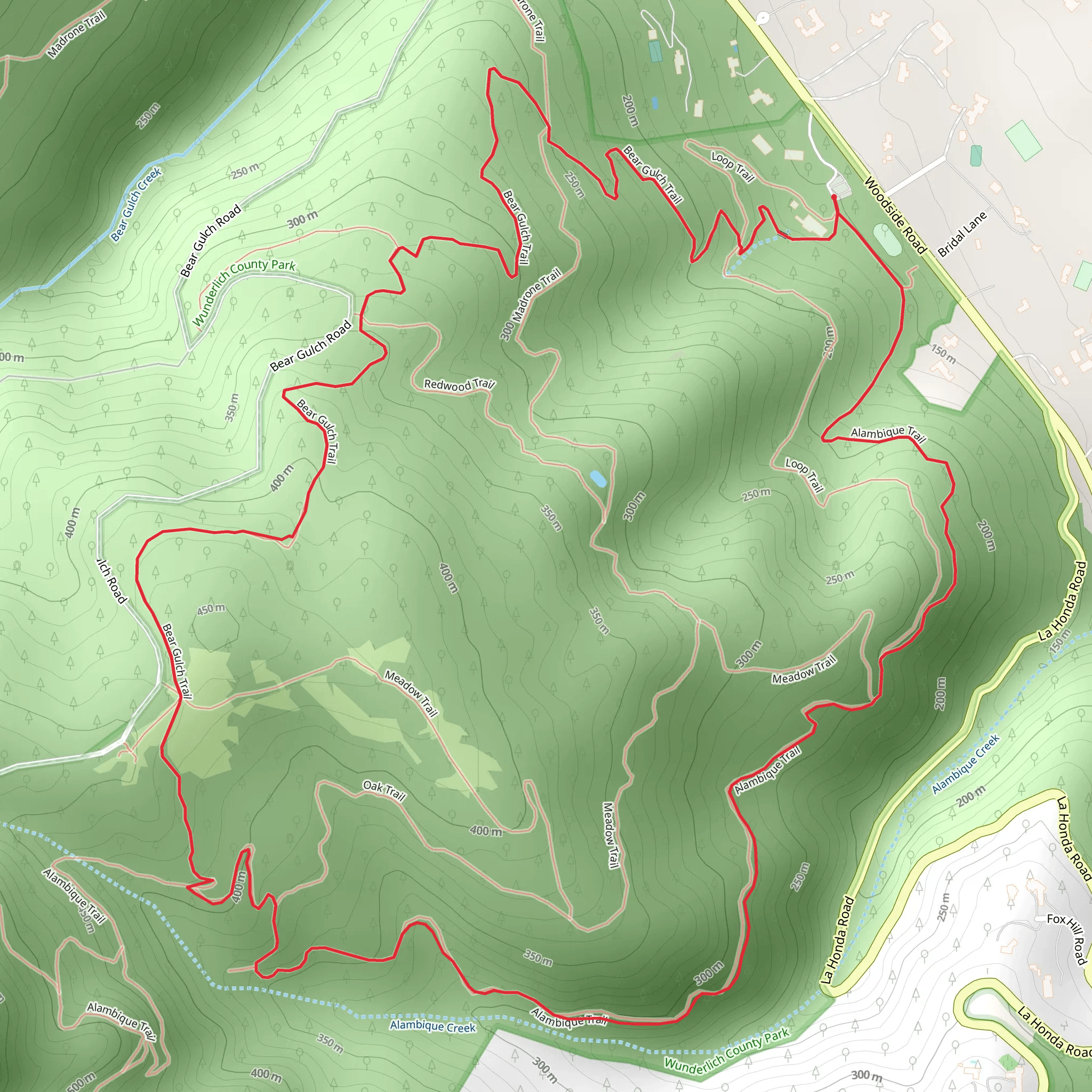 Bear Gulch - Alambique Loop Trail mobile static map