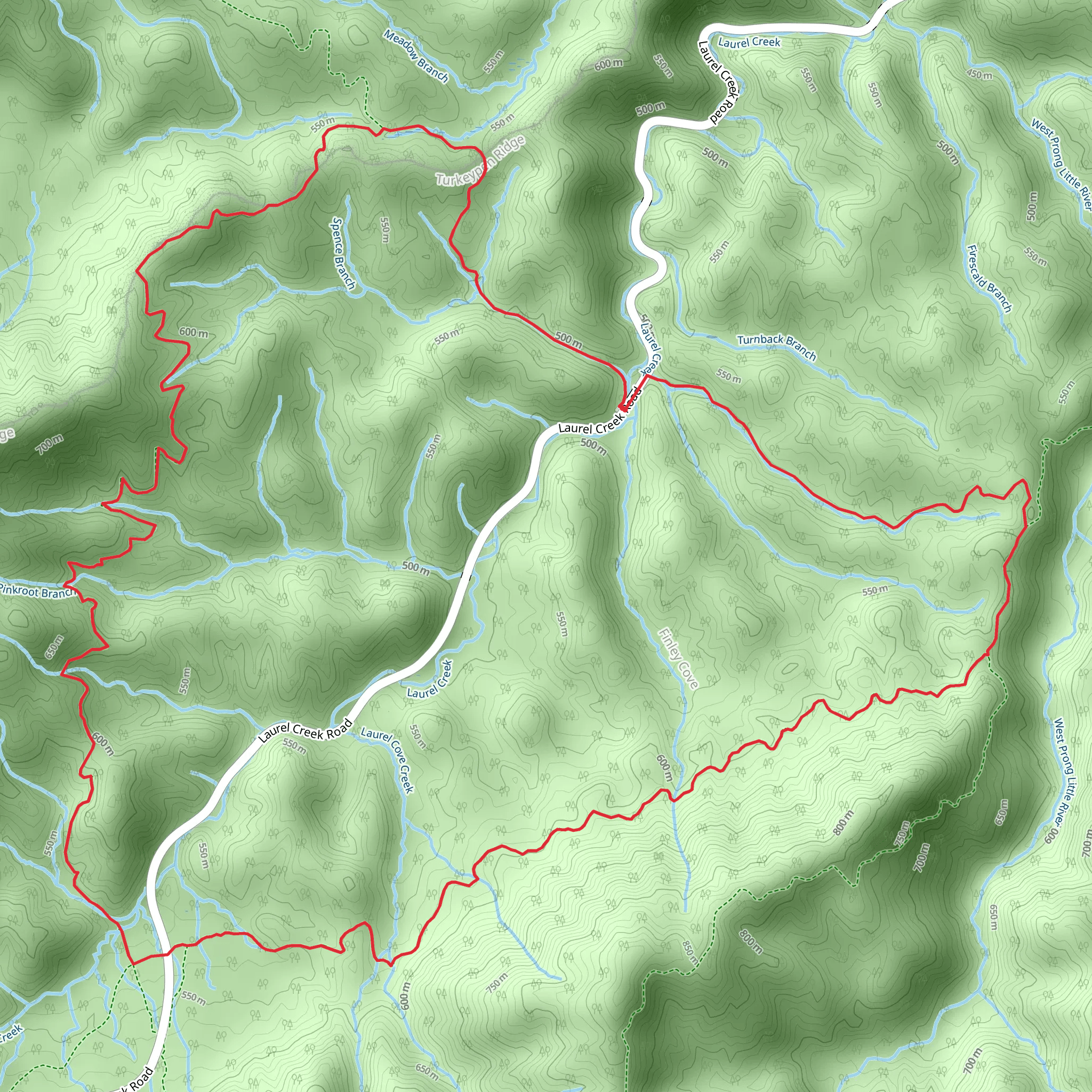 Schoolhouse Gap, Finley Cane and Bote Mountain Loop Trail mobile static map