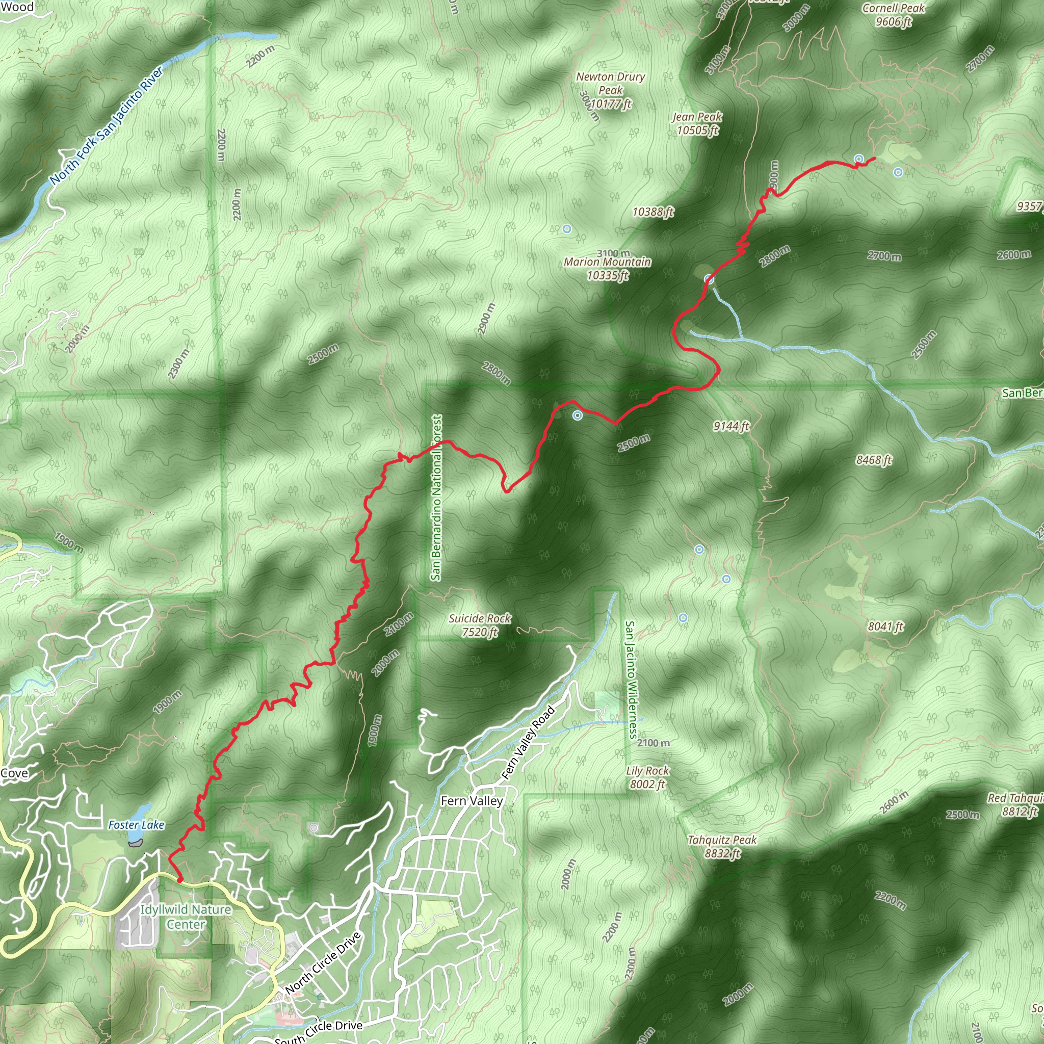 Deer Springs Trail, PCT and Round Valley Trail mobile static map